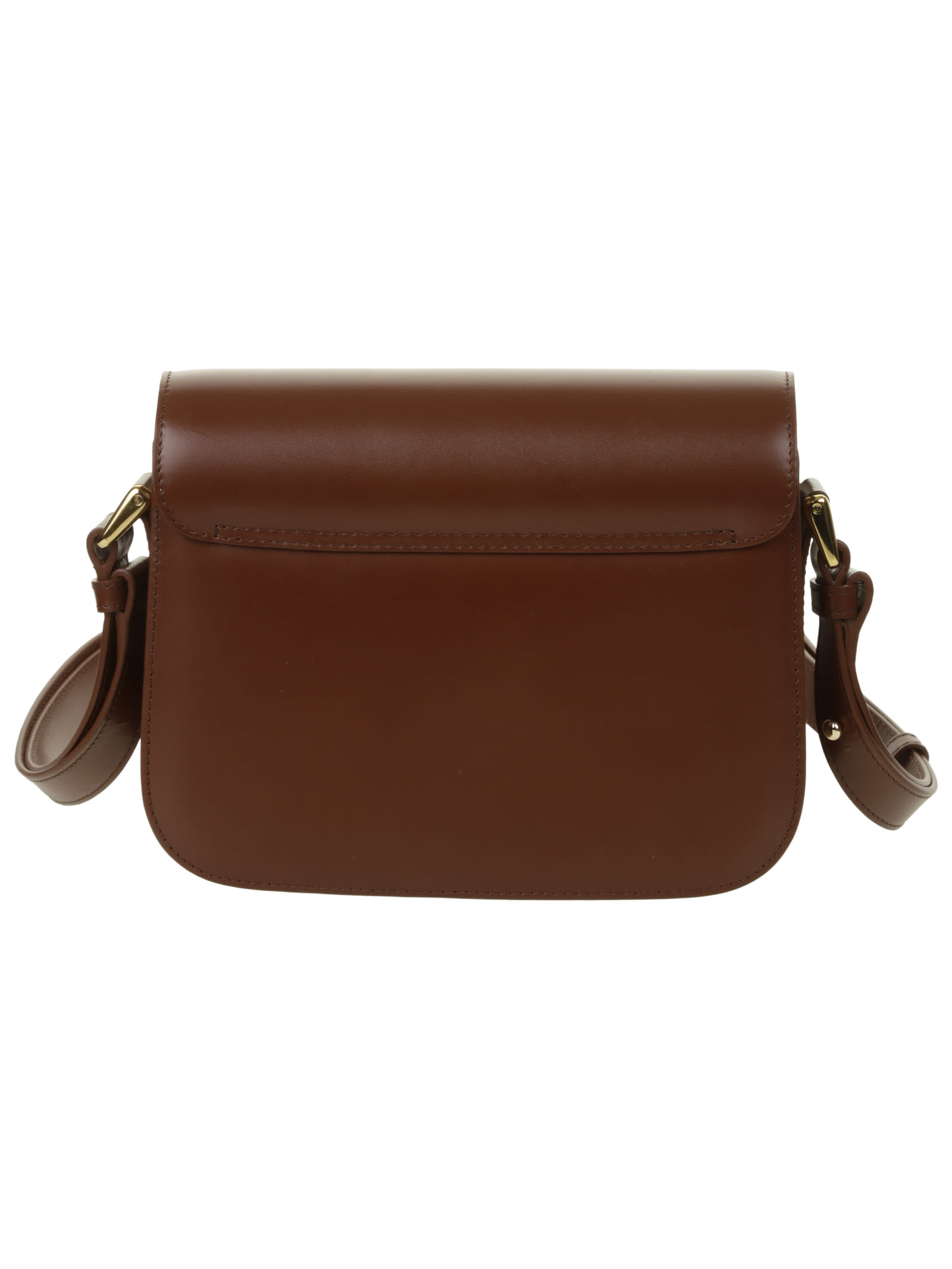 Apc A.p.c. Small Tan Leather Shoulder Bag With Adjustable Strap In Brown