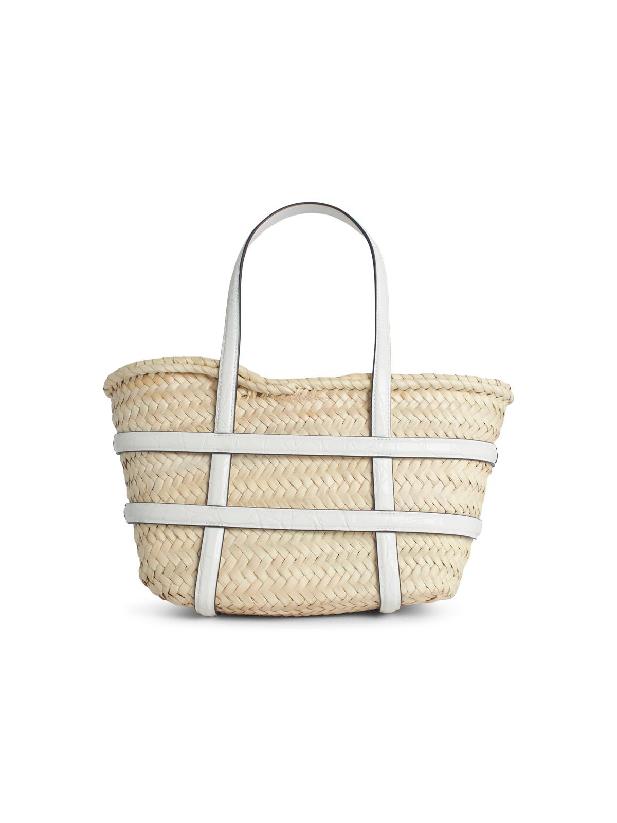 Tory Burch Woven White Leather Crossbody Bag With Iconic Logo In White