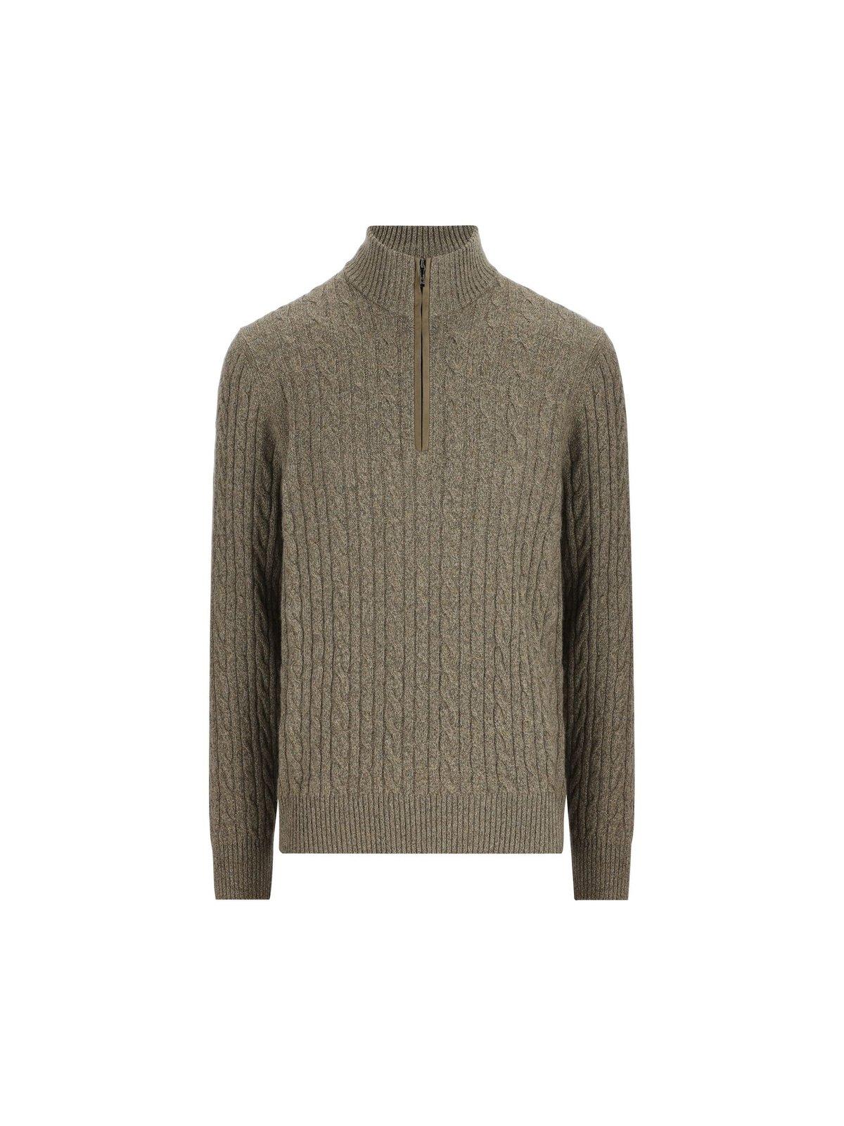 Zipped Turtleneck Knitted Sweater