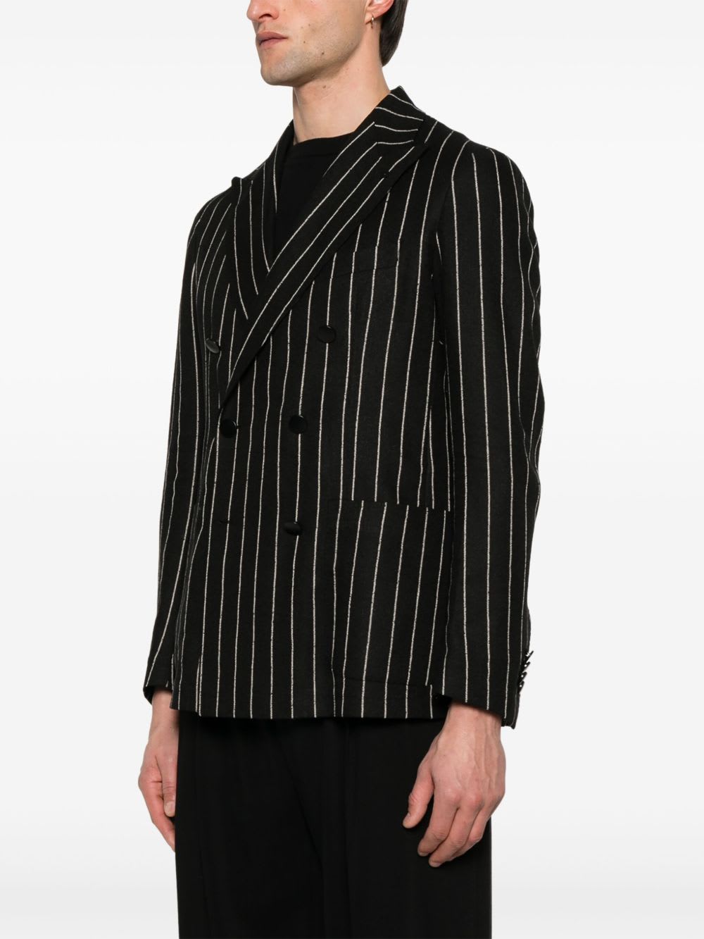 Tagliatore Striped Blazer In Black