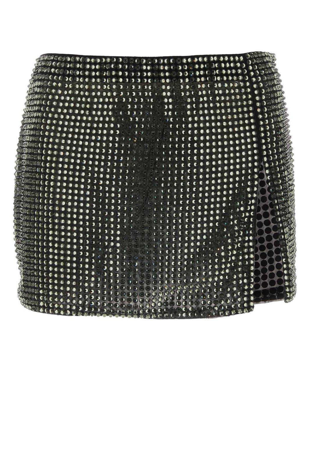 Shop Giuseppe Di Morabito Embellished Slit Detailed Mini Skirt In Black