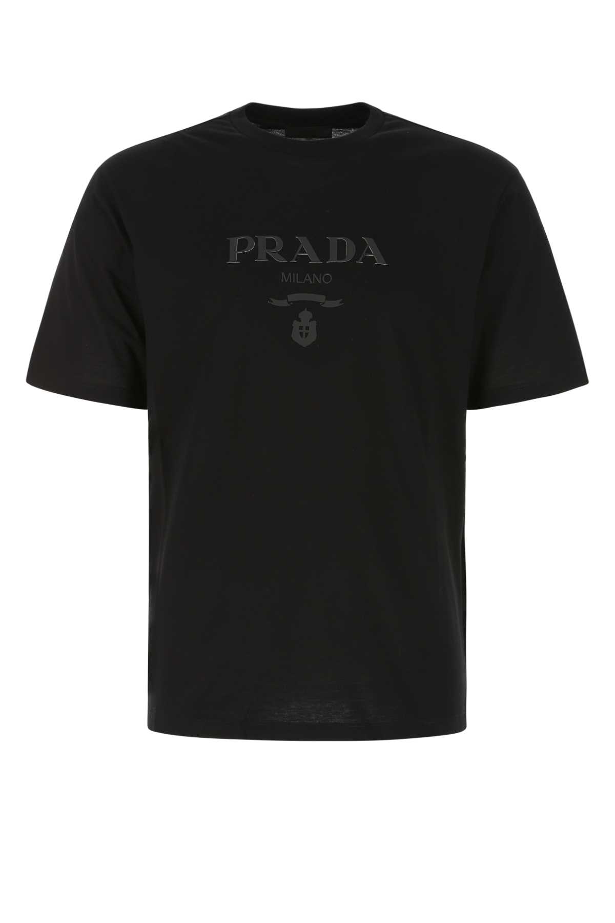 Shop Prada Black Cotton T-shirt In F0002
