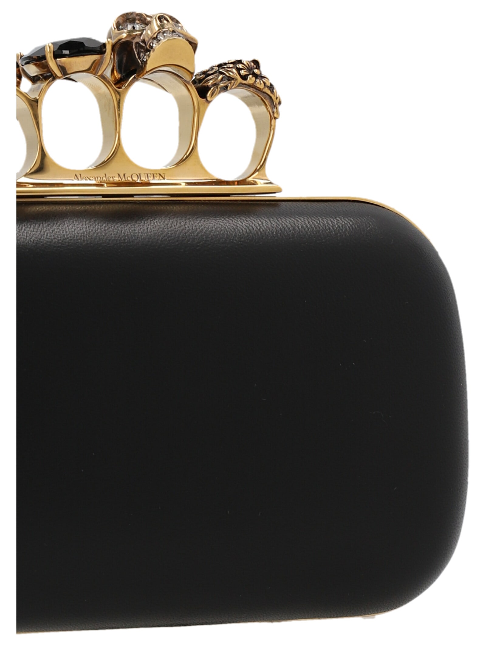 Shop Alexander Mcqueen Skull Four Ring Clutch In Black