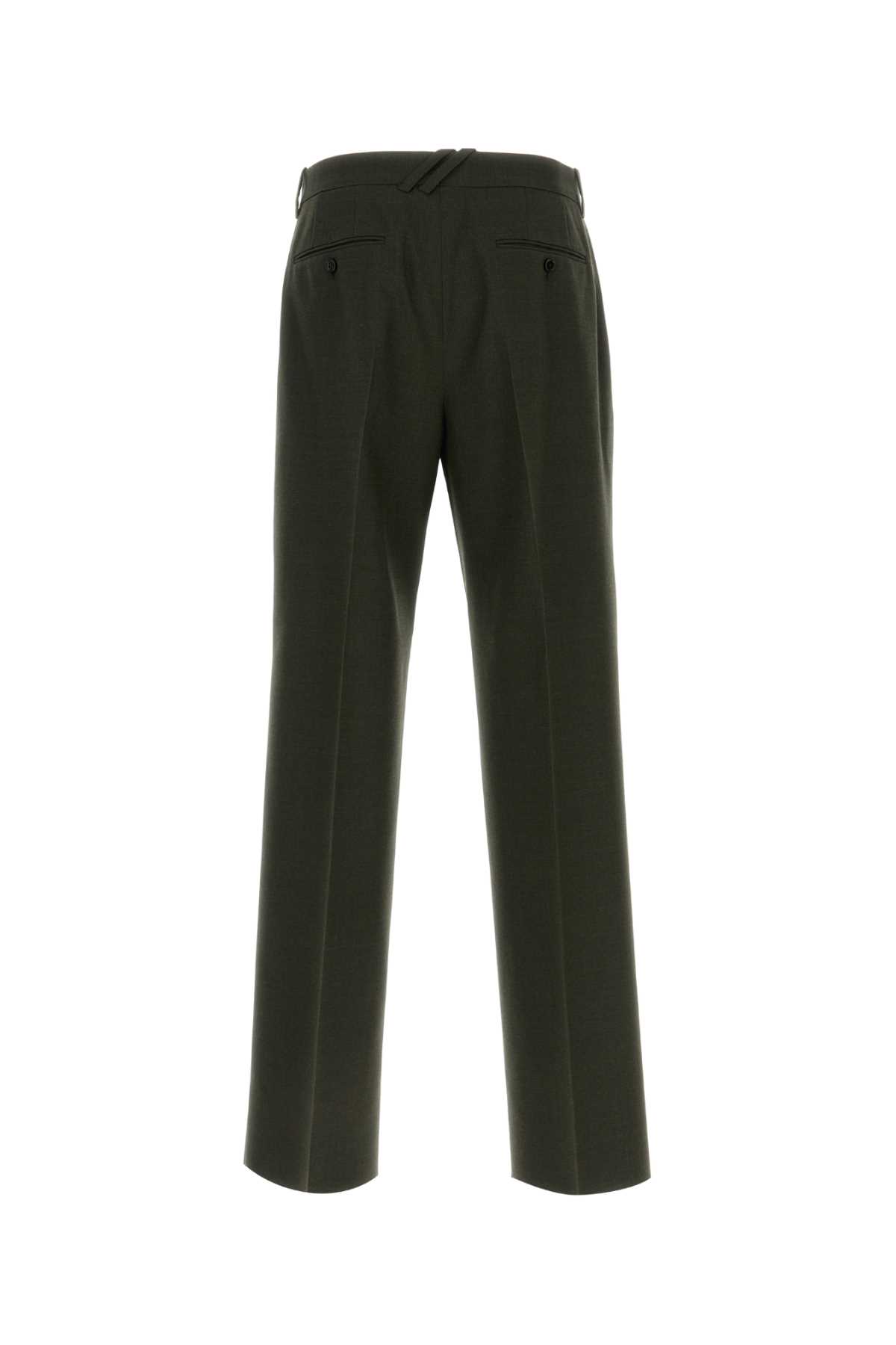 Shop Burberry Bottle Green Wool Pant In Glen