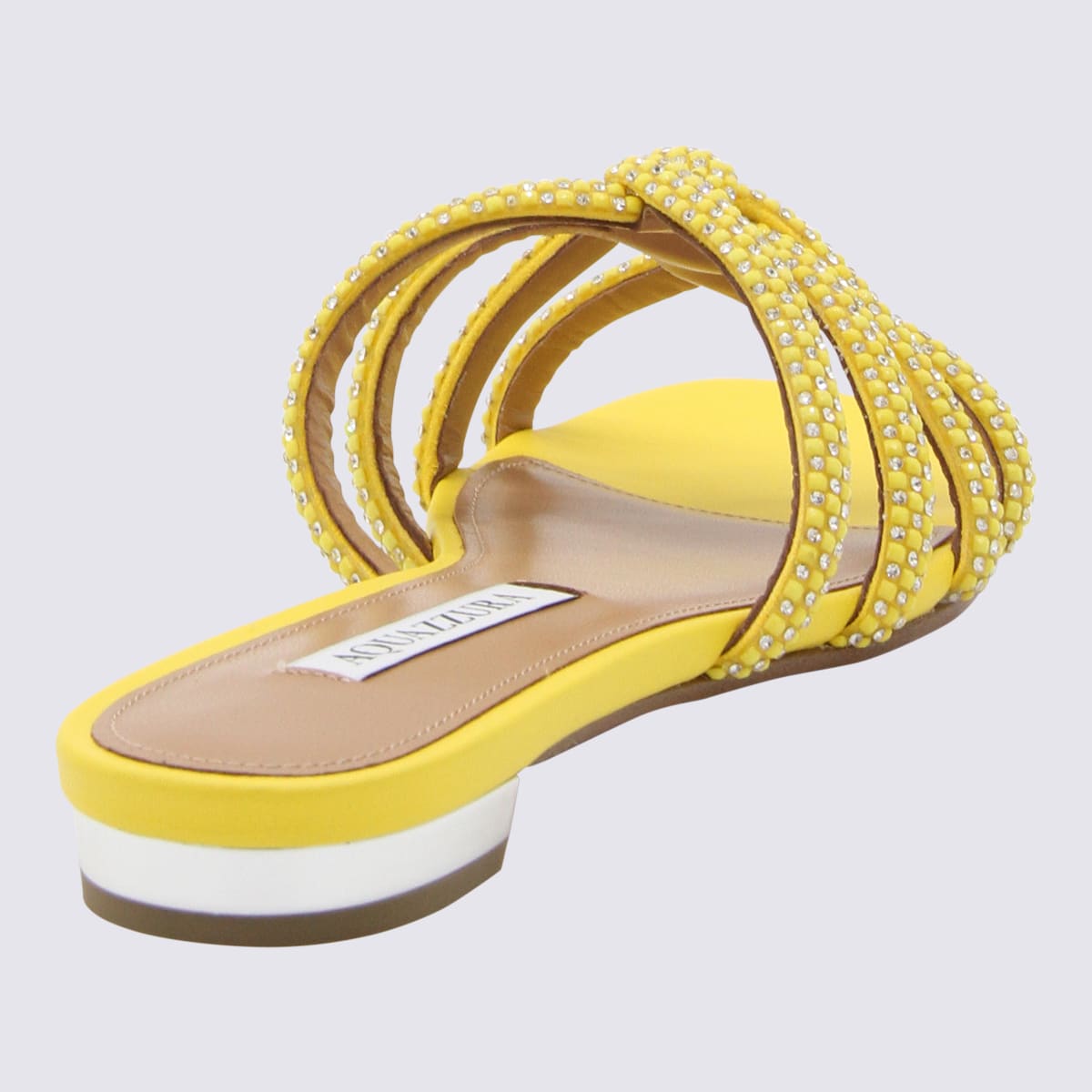 Shop Aquazzura Yellow Leather Sandals In Citron