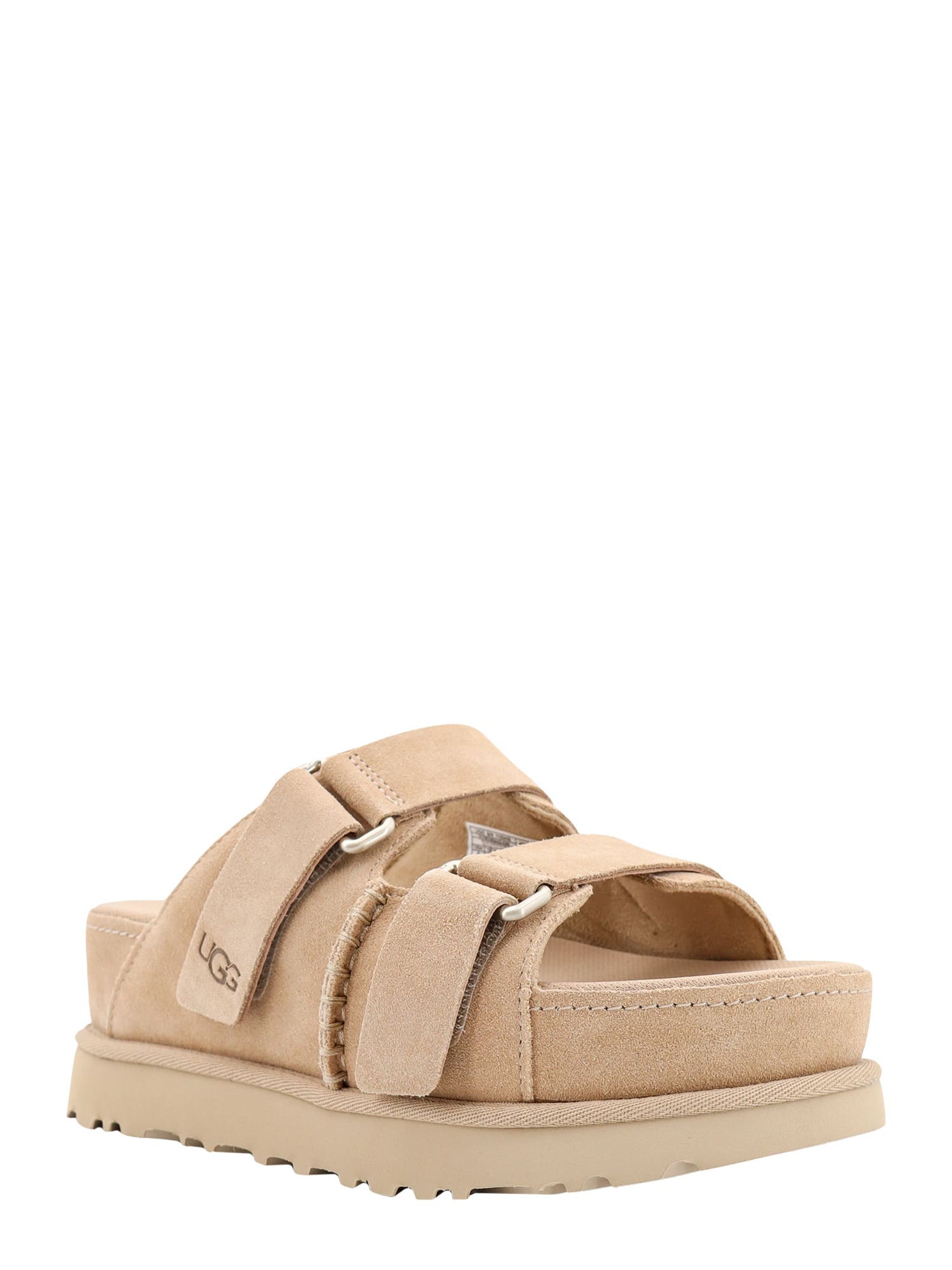 Shop Ugg W Goldenstar Hi Slide Sandals In Beige