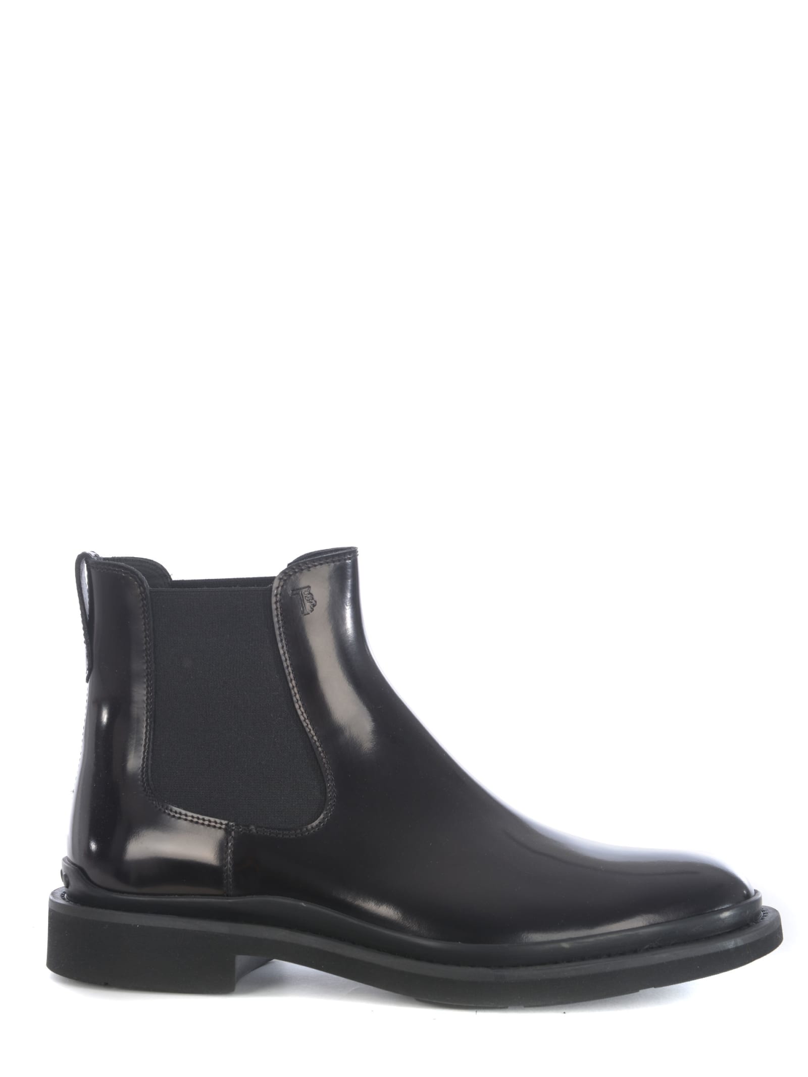 Tod's Tods Ankle Boots In Shiny Leather In Nero