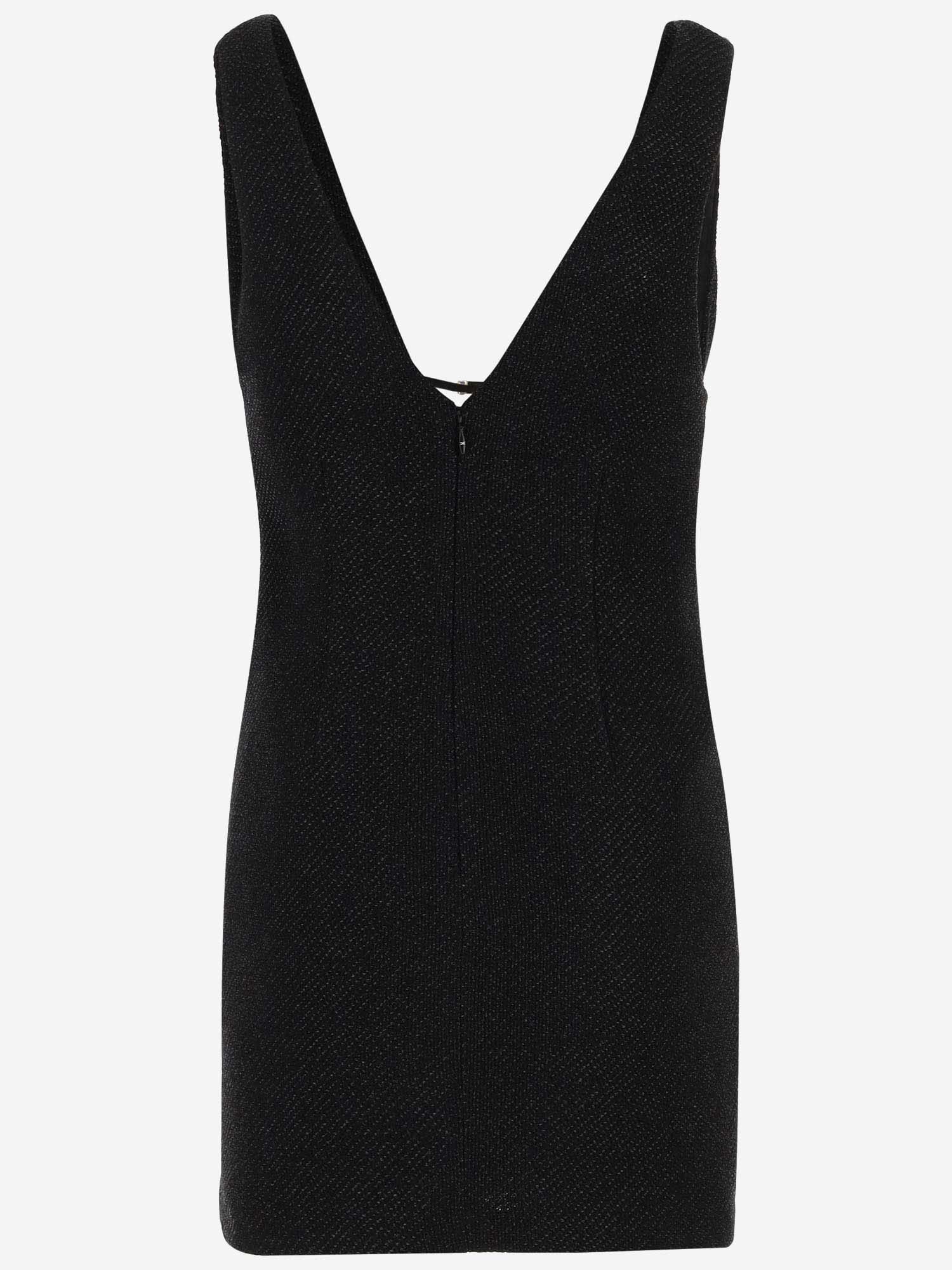 Shop Elisabetta Franchi Viscose Blend Mini Dress In Black