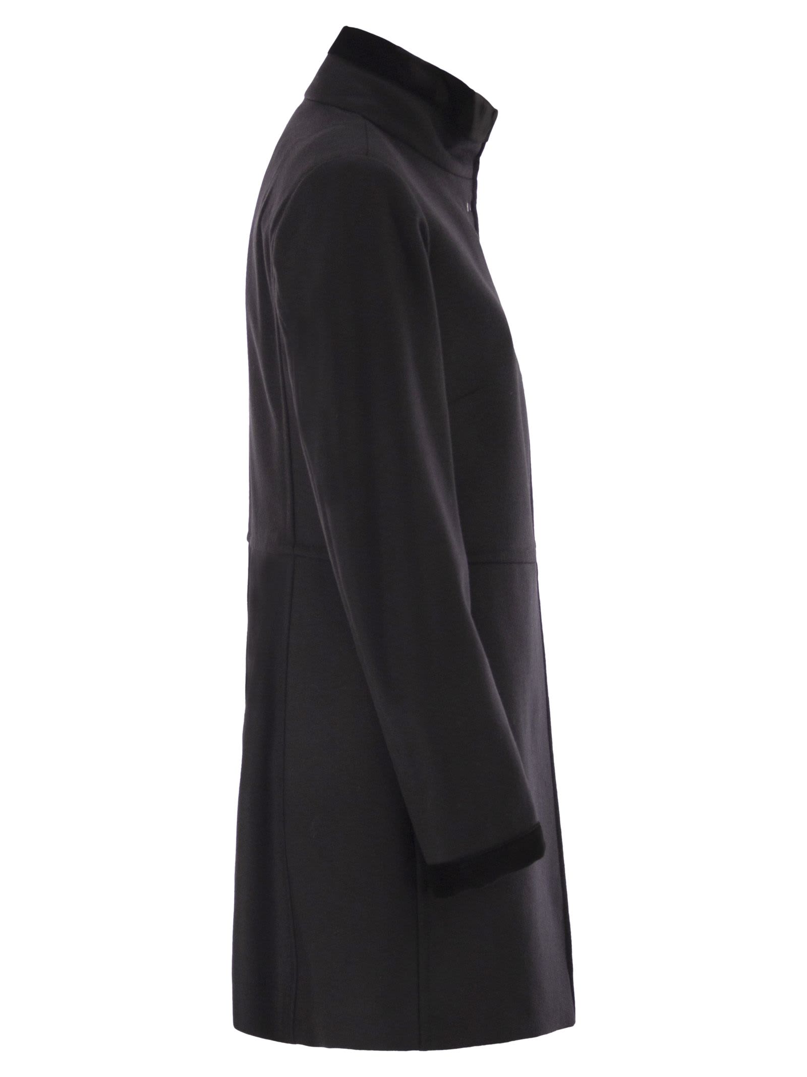 Fay Romantic Coat In Black In Soft Wool Blend Fabric In Black