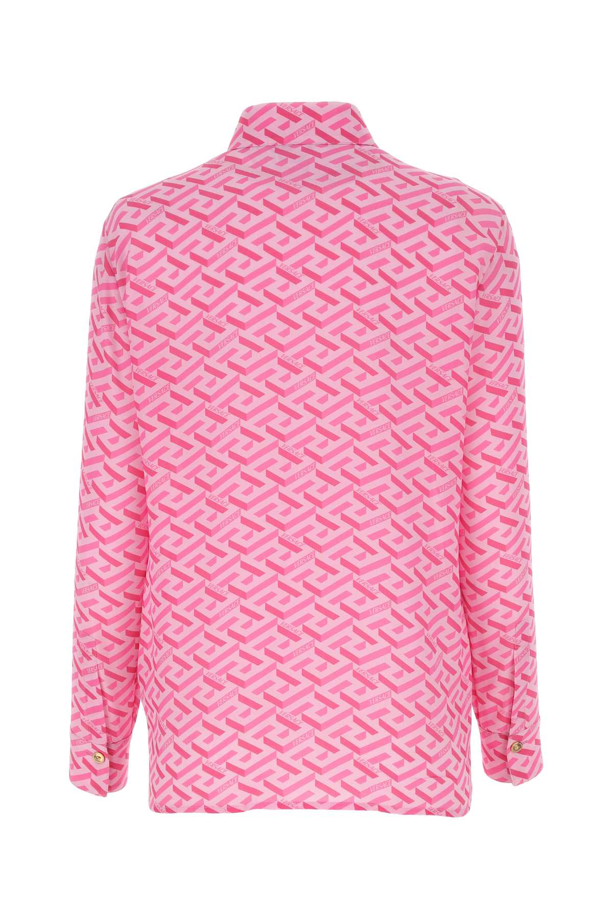 Shop Versace Printed Silk Shirt In Pinkfuxia