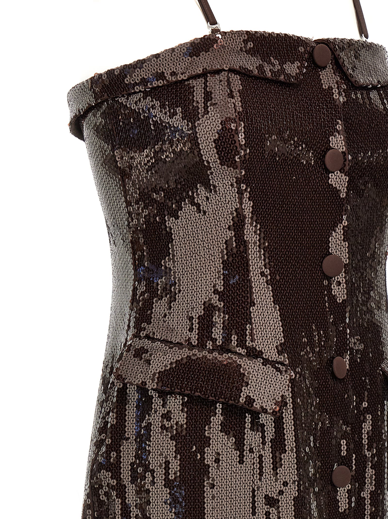 Shop Rotate Birger Christensen Sequin Midi Dress In Brown