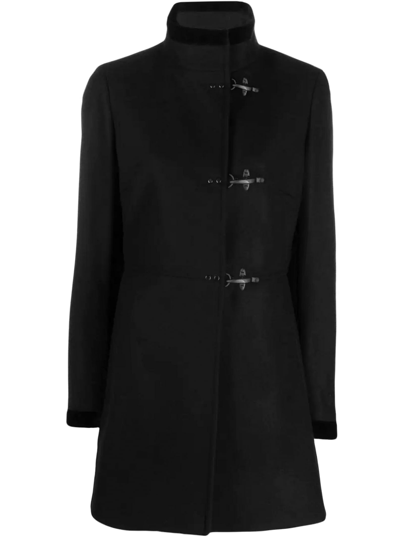 Fay Virginia Coat In Black Wool-blend Fabric