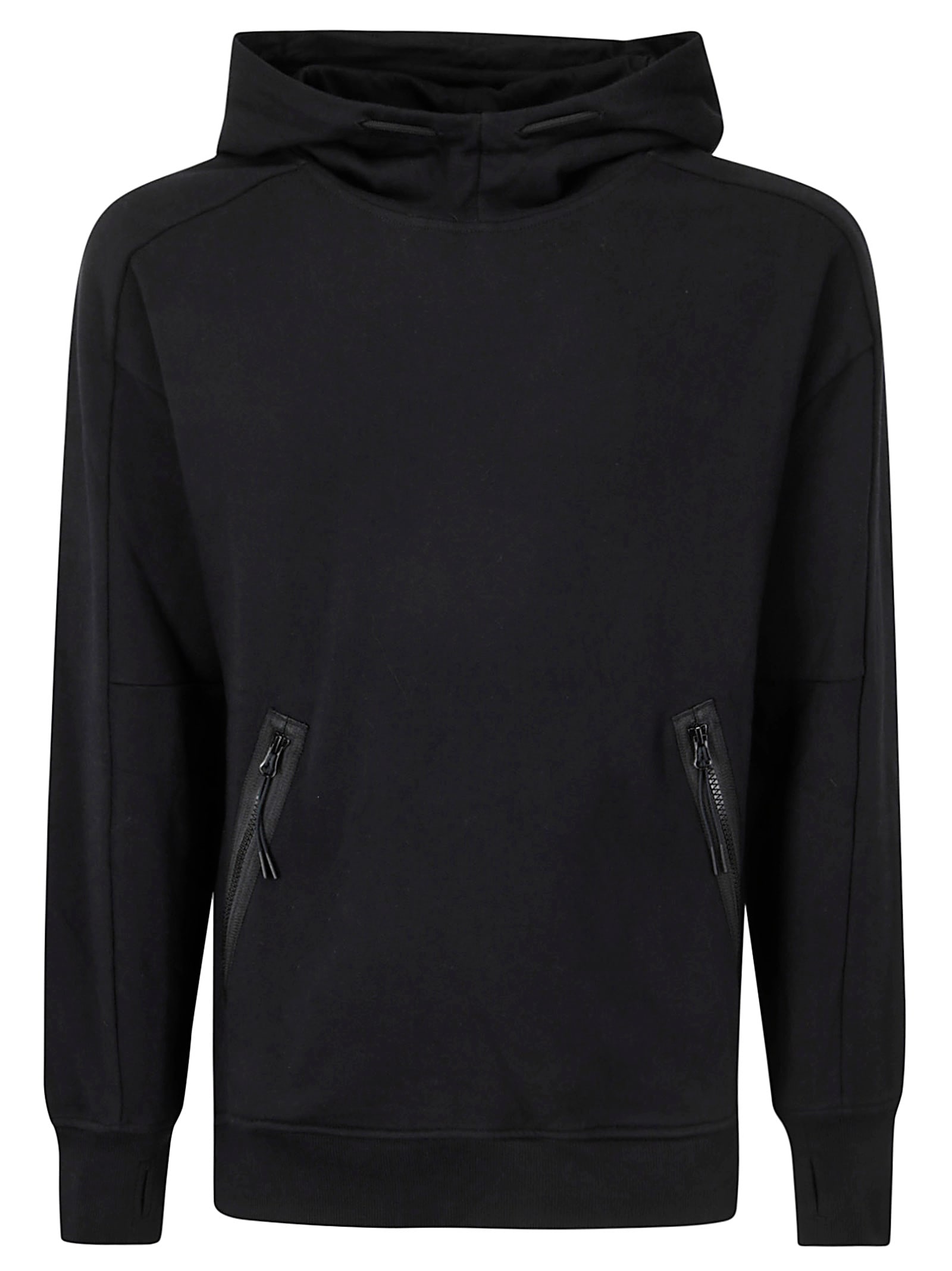 Shop C.p. Company Diagonal Raised Fleece Goggle Hooded Sweatshirt In Black