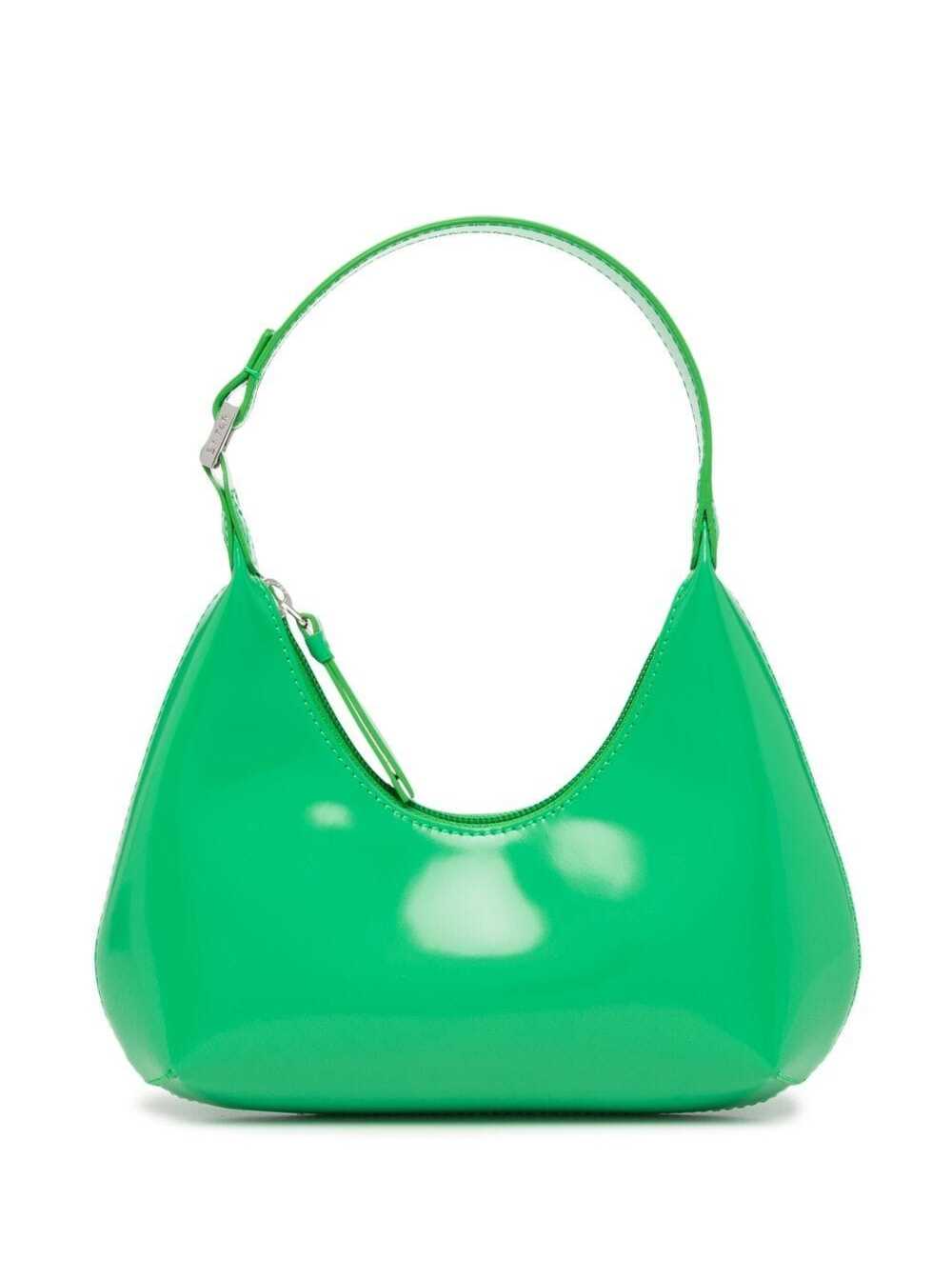 By Far Womans Baby Amber Green Shiny Leather Handbag