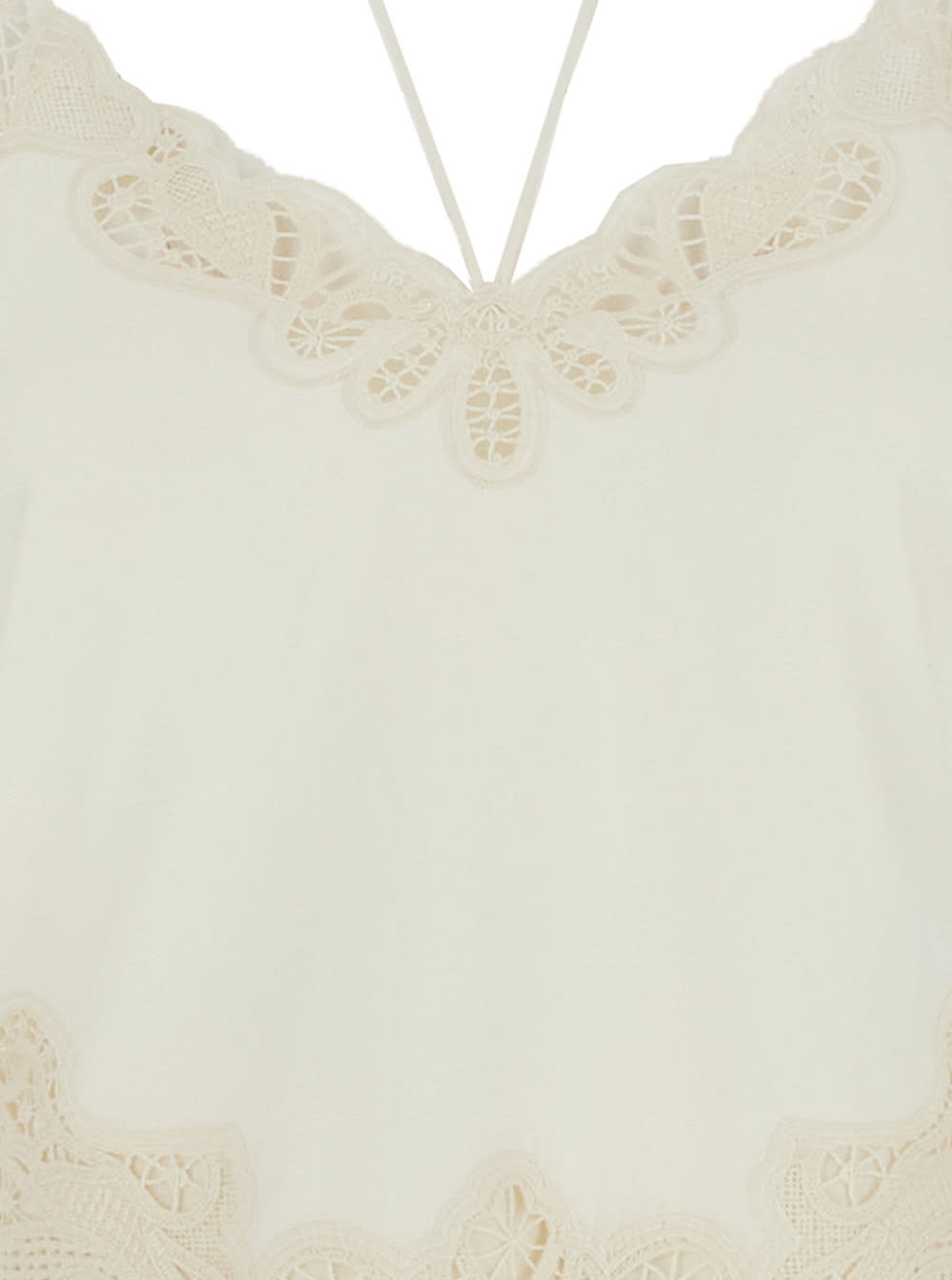 Twinset White Dress With V Neck And All-over Lace Embroidery In Cotton Woman