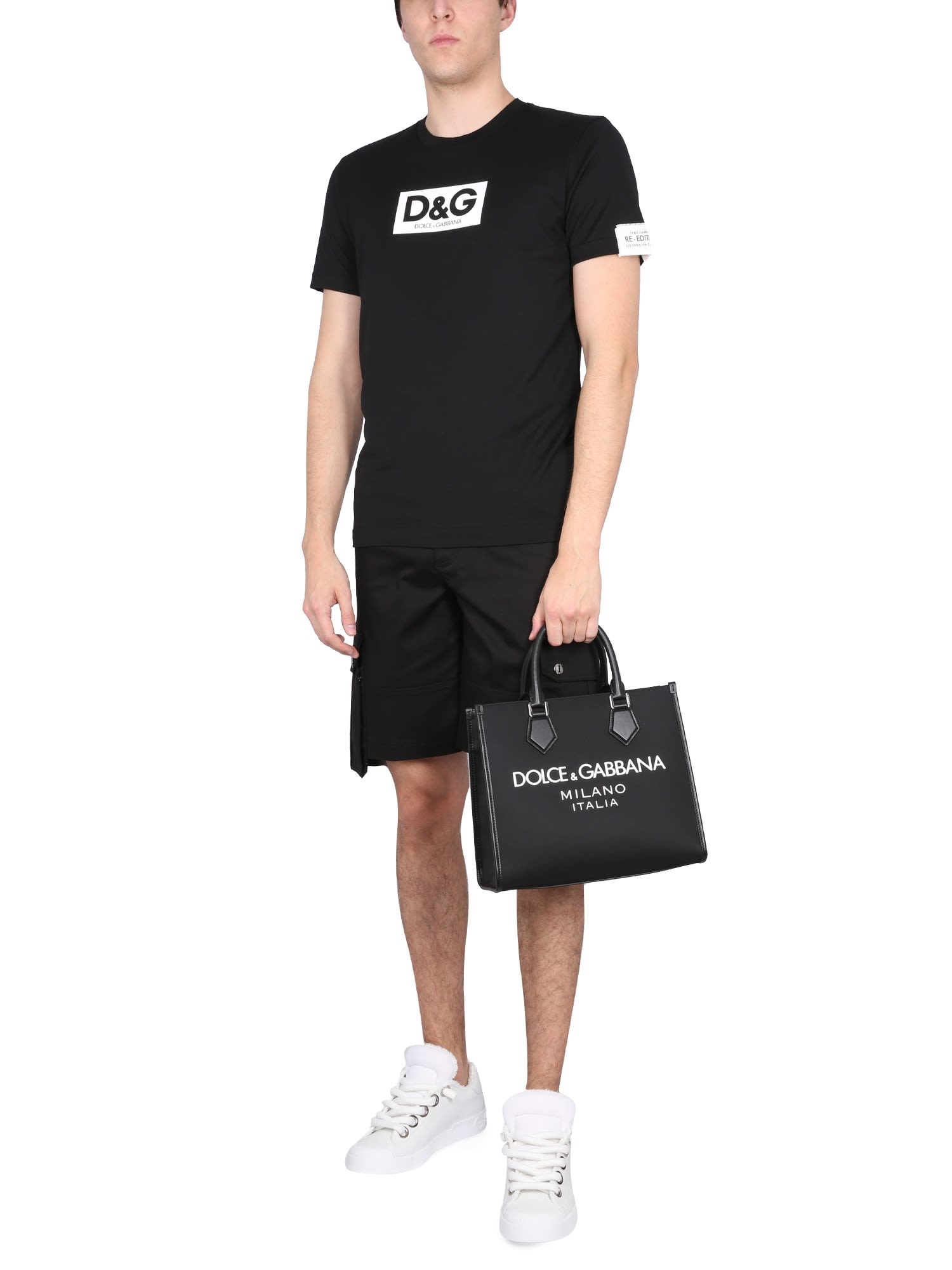 Dolce & Gabbana Cargo Bermuda Shorts Featuring Multiple Pockets In Black
