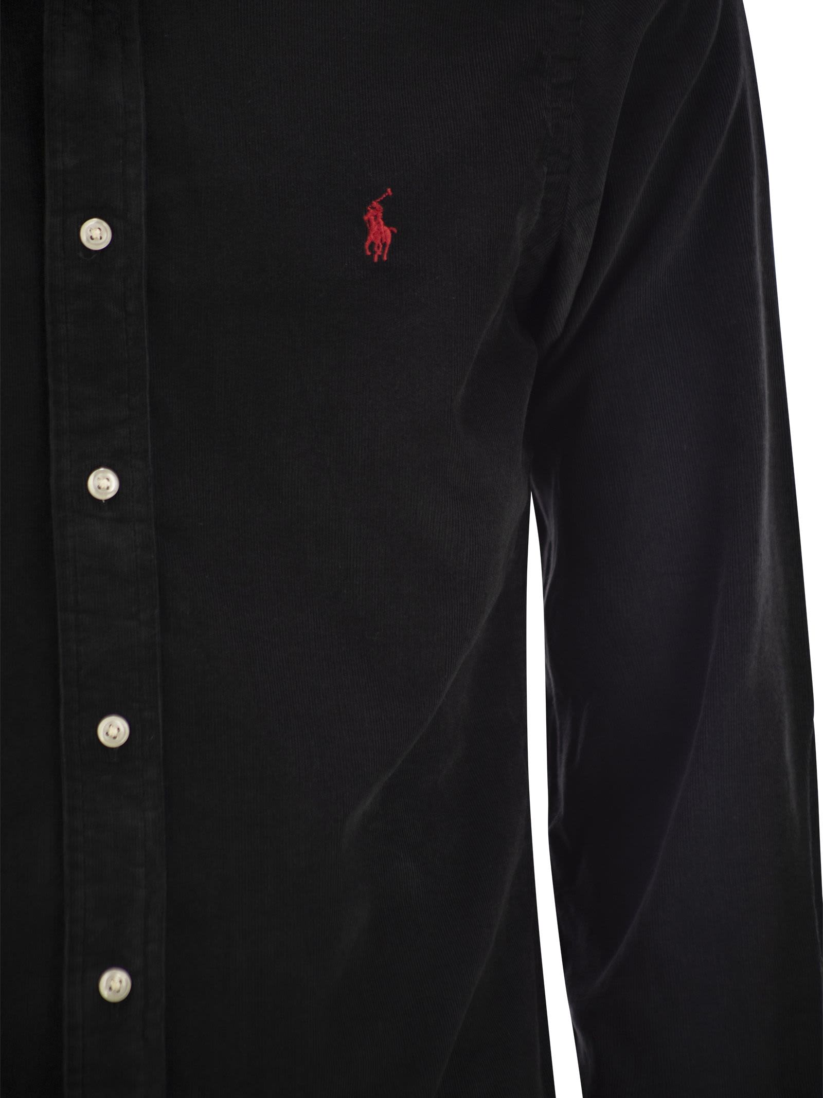 Shop Polo Ralph Lauren Custom-fit Stretch Poplin Shirt In Black