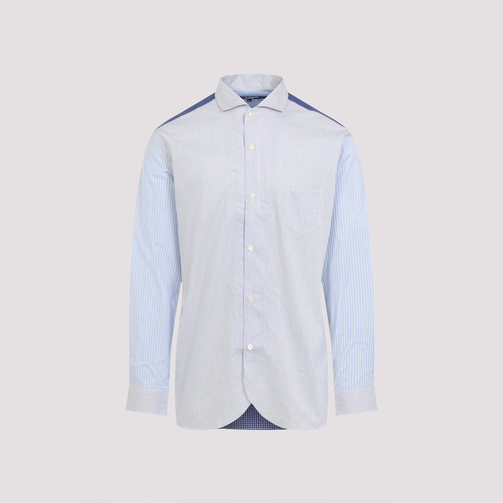 Shop Junya Watanabe Cotton Shirt In Sax Wht X Blu