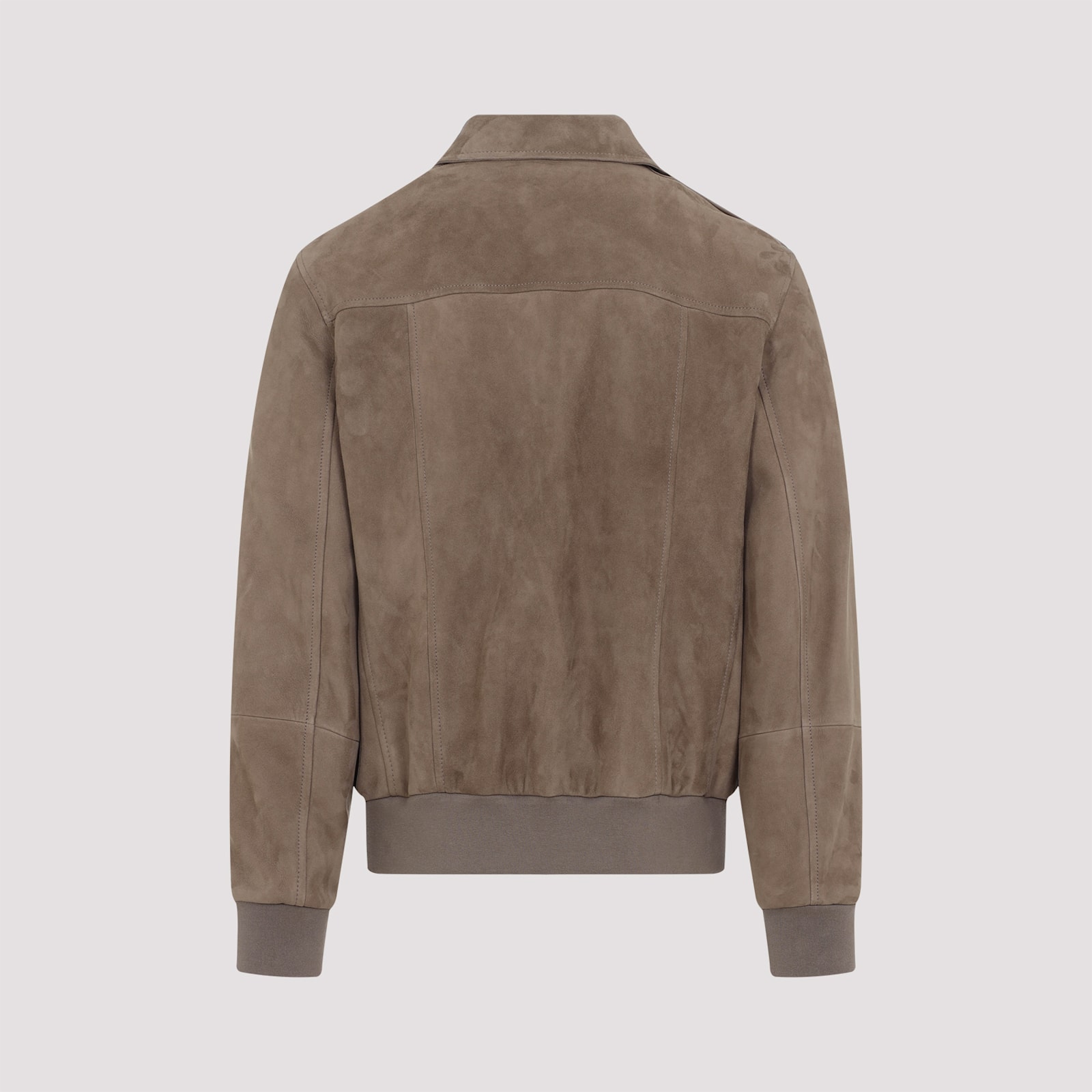 Brunello Cucinelli Leather Bomber Jacket Men In Brown