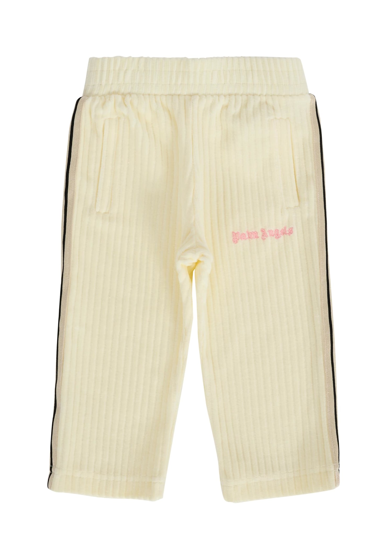 Palm Angels Ivory Trousers For Baby Girl With Logo In Neutral