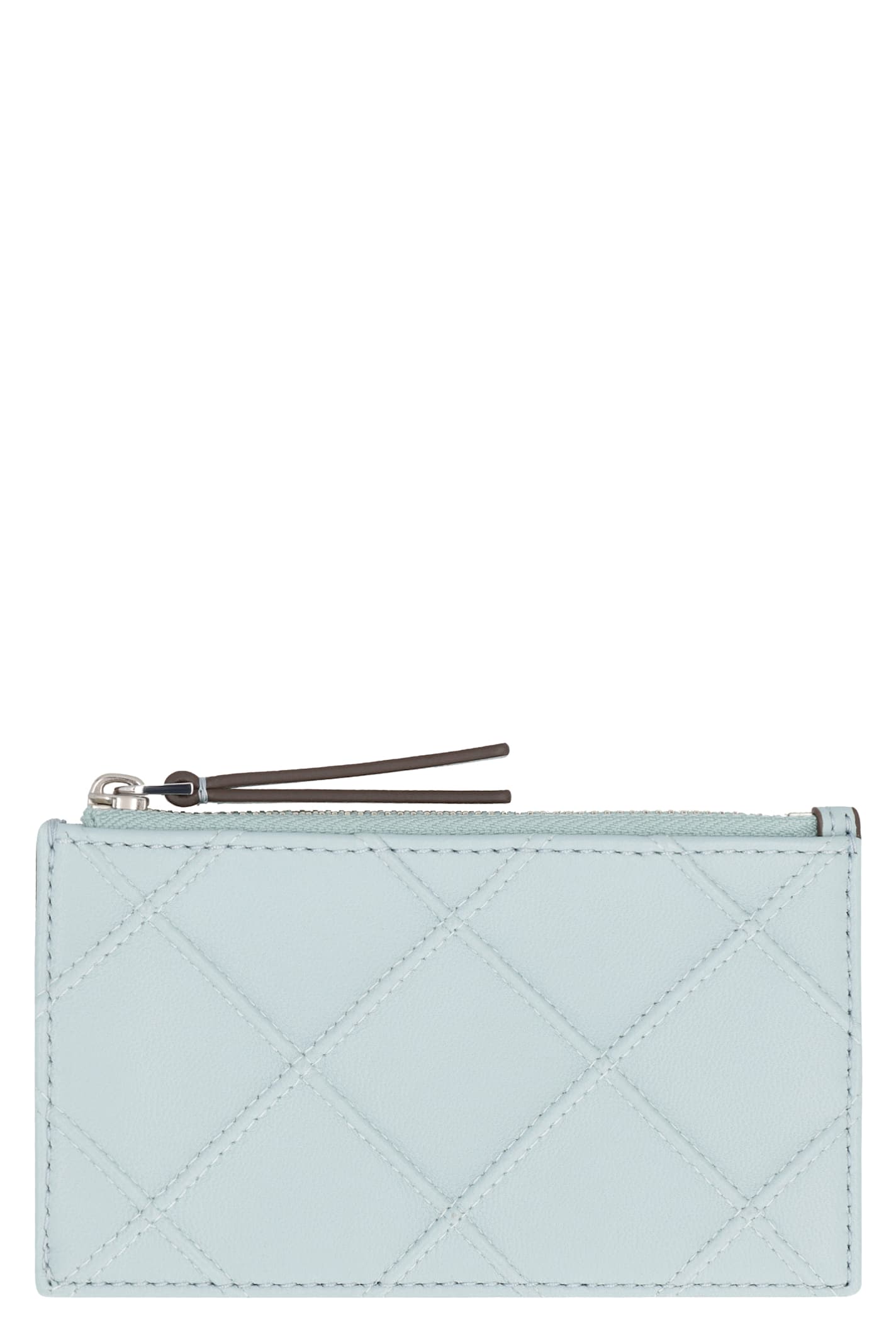 Tory Burch Fleming Quilted Leather Card Holder In Light Blue