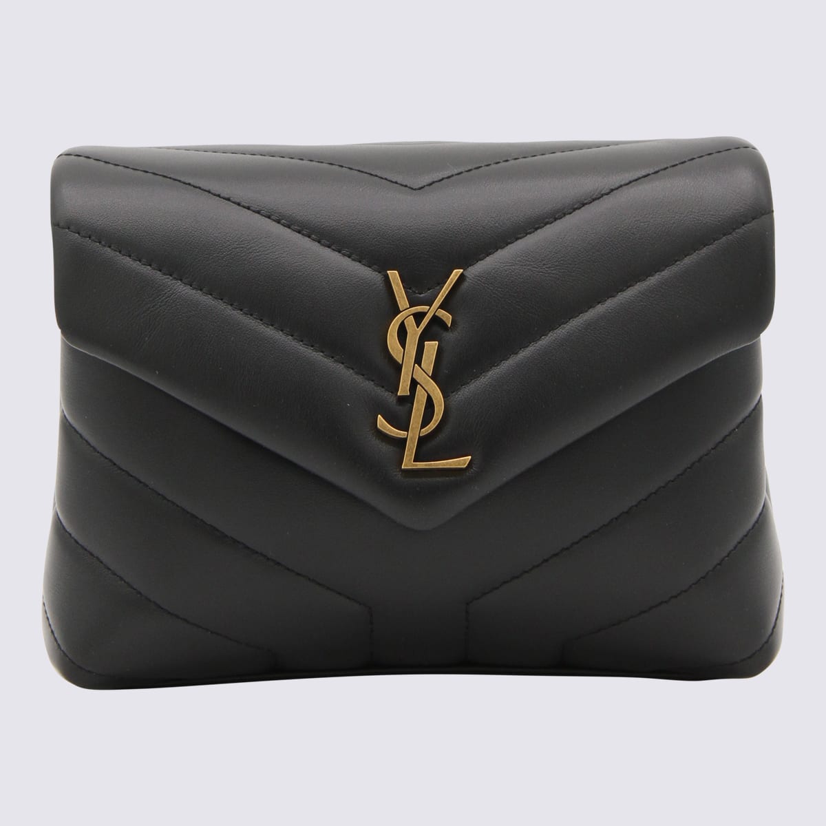 SAINT LAURENT BLACK LEATHER LOULOU TOY SHOULDER BAG