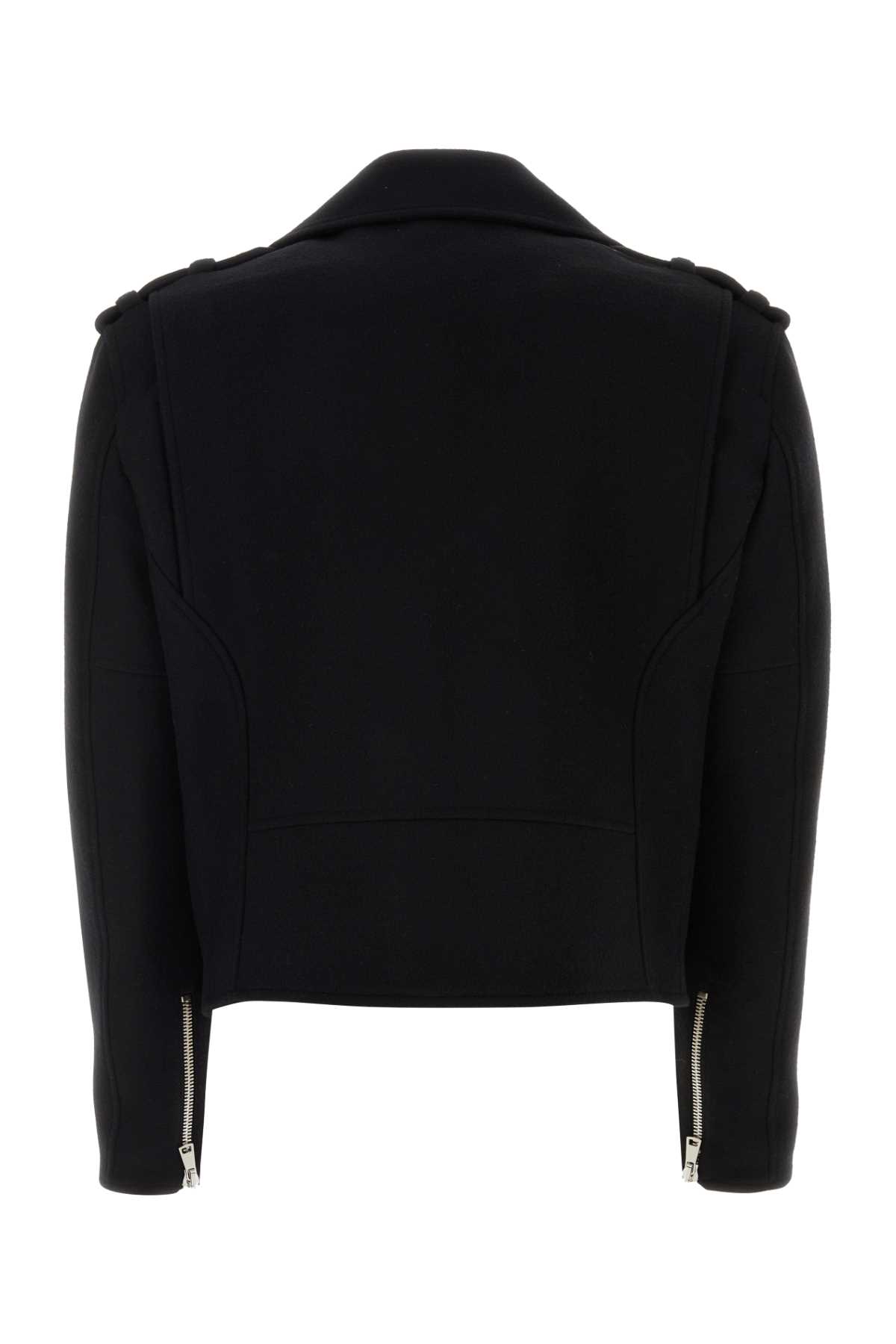 Shop Balmain Black Felt Jacket In Noir