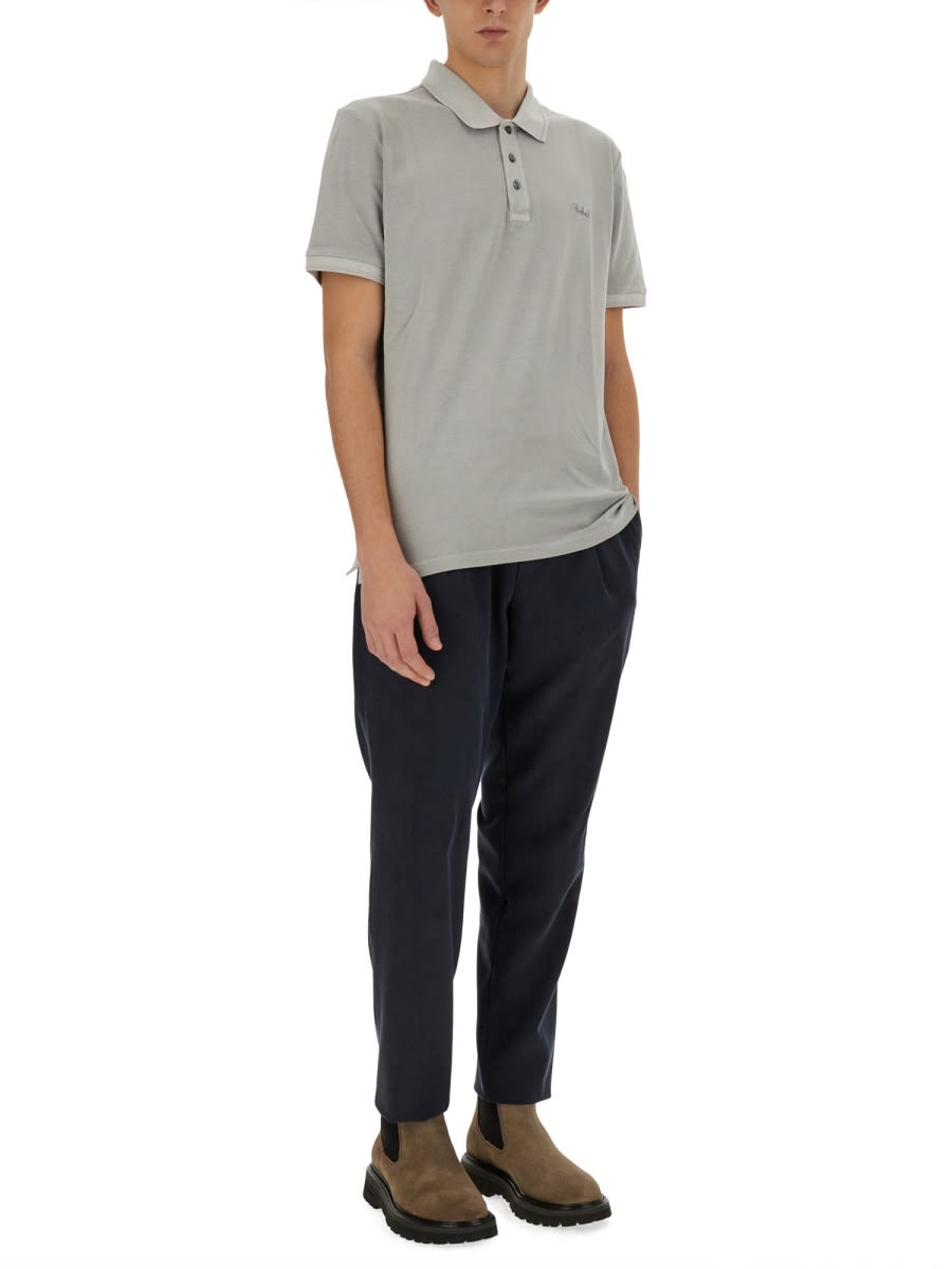 Shop Woolrich Polo With Logo In Grey