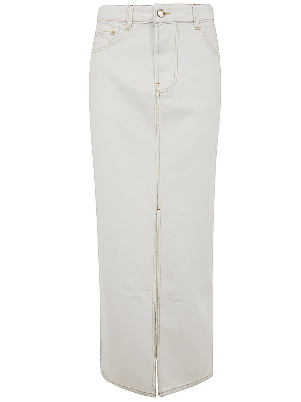 Shop Philosophy Di Lorenzo Serafini Denim Long Skirt In White