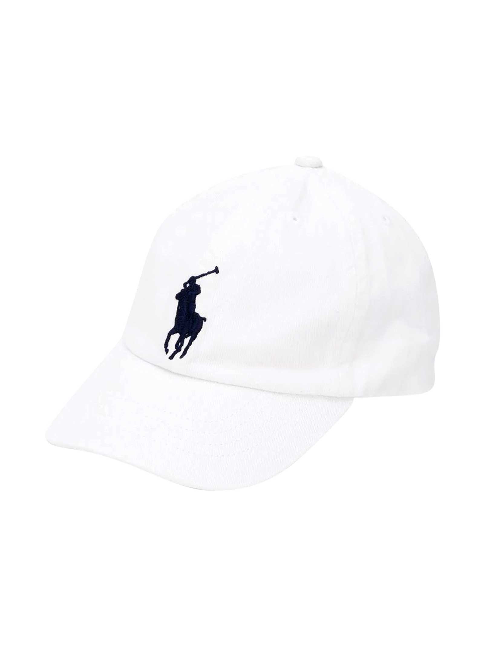 Ralph Lauren White Newborn Hat With Visor And Logo