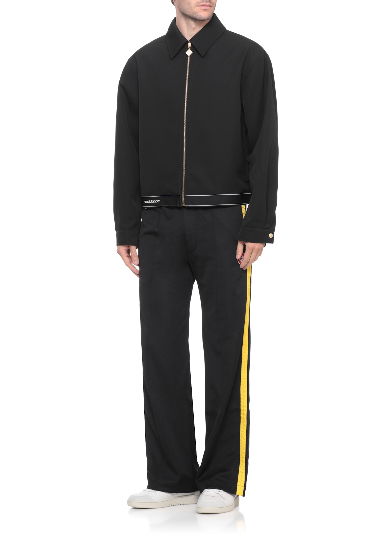 Casablanca Wide Leg Trousers Featuring Metallic Front In Black