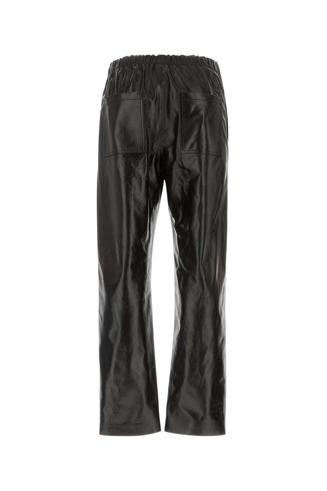Shop Bottega Veneta Leather Elasticated Trousers In Brown