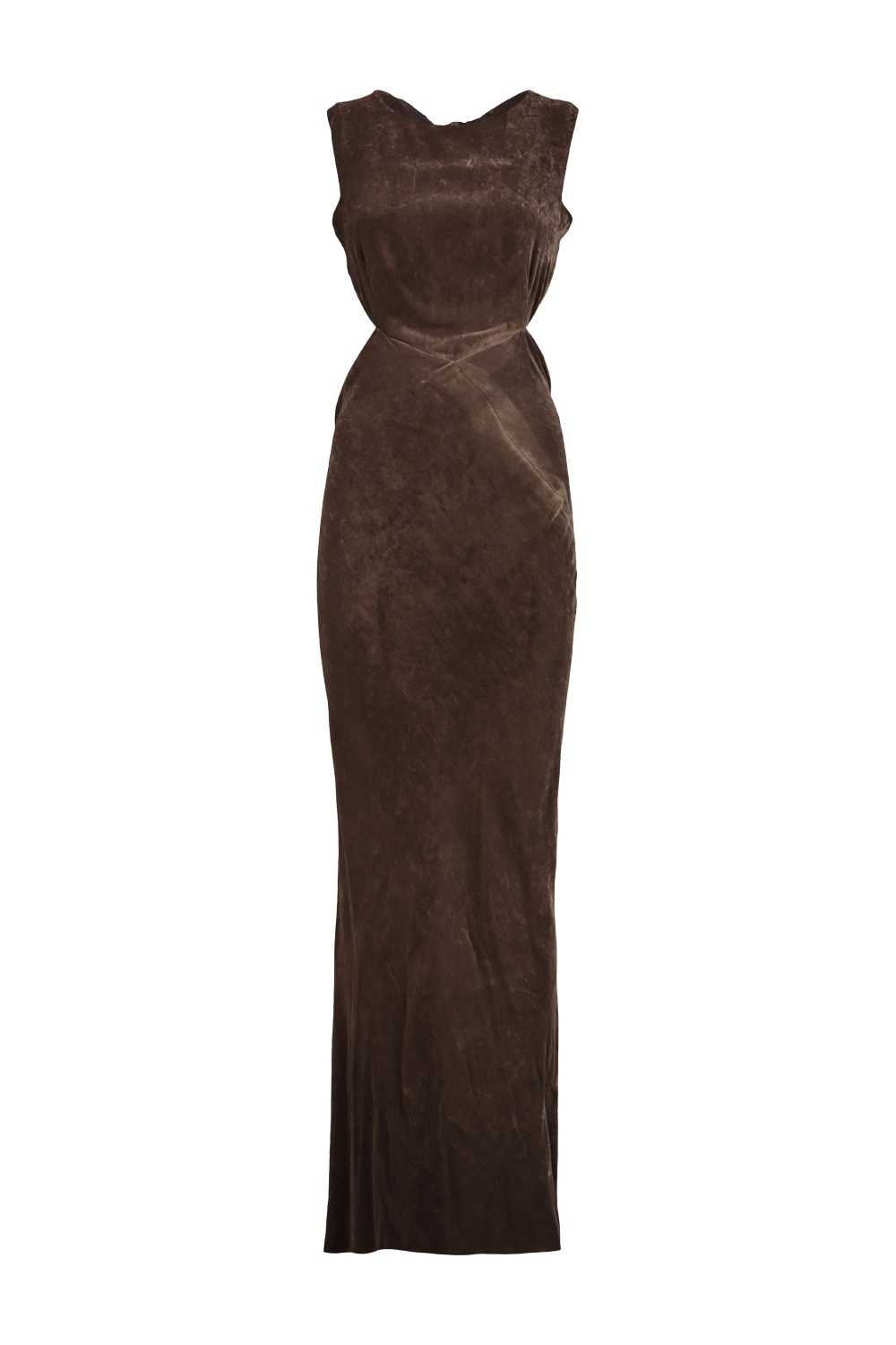 Rick Owens Concordians Open Back Gown In Brown