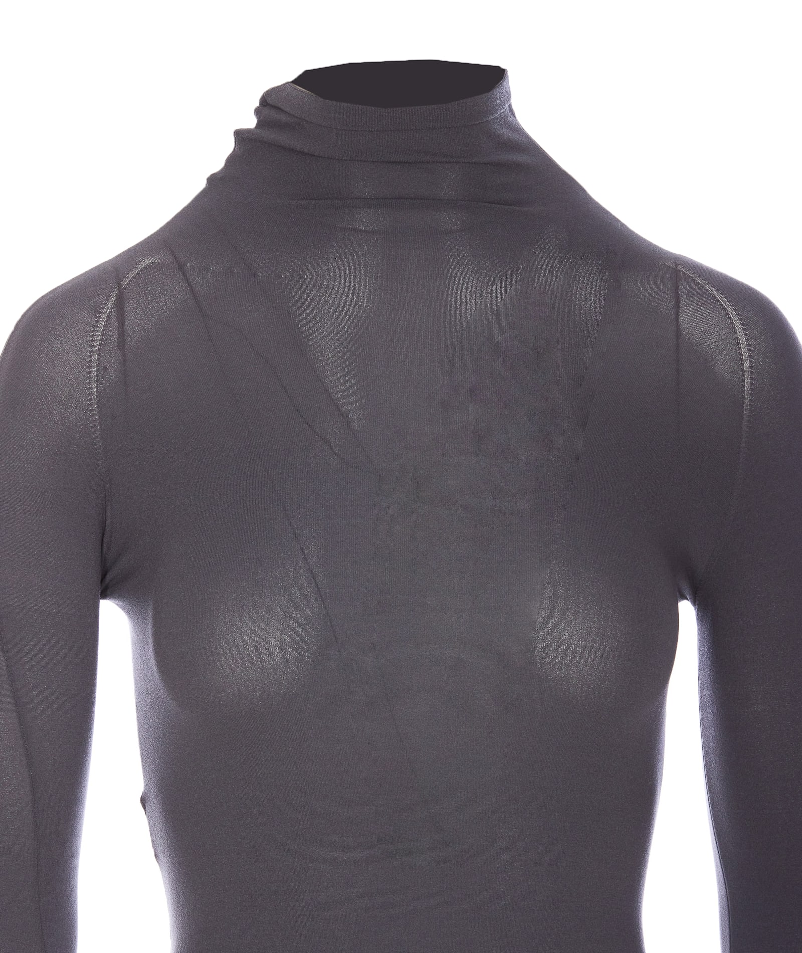 Alaïa Fitted High Neck Long Sleeve Top In Grey