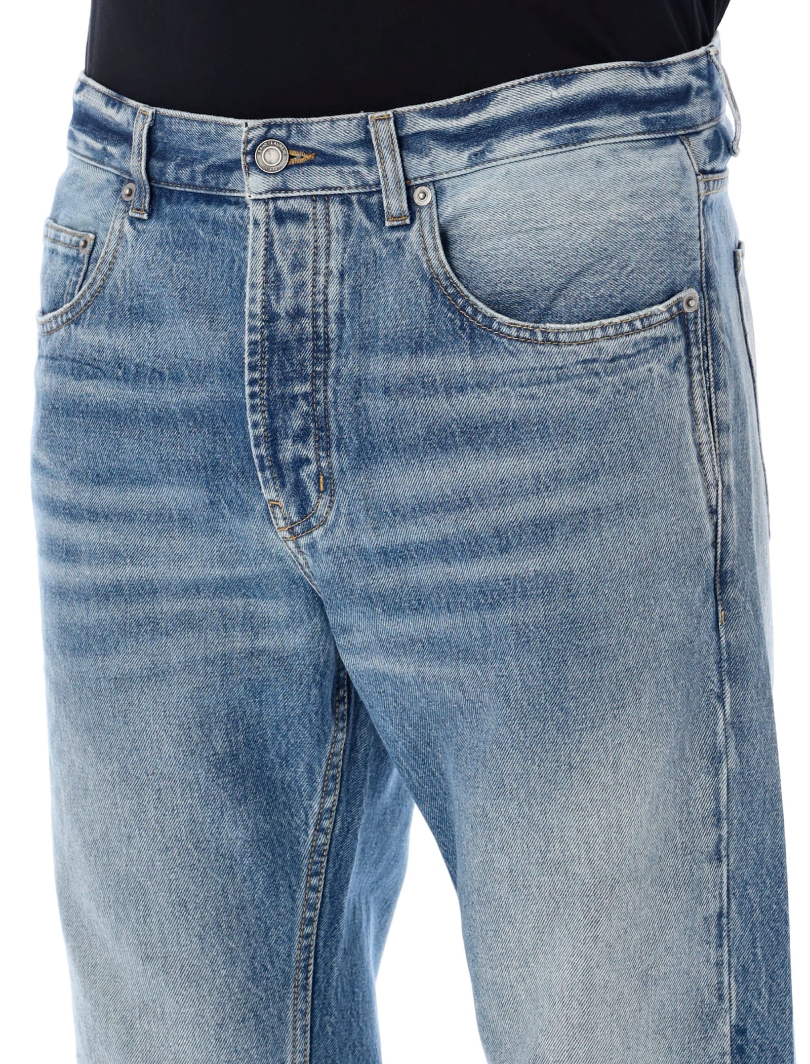 Saint Laurent Straight Baggy Jeans In Light Blue | ModeSens