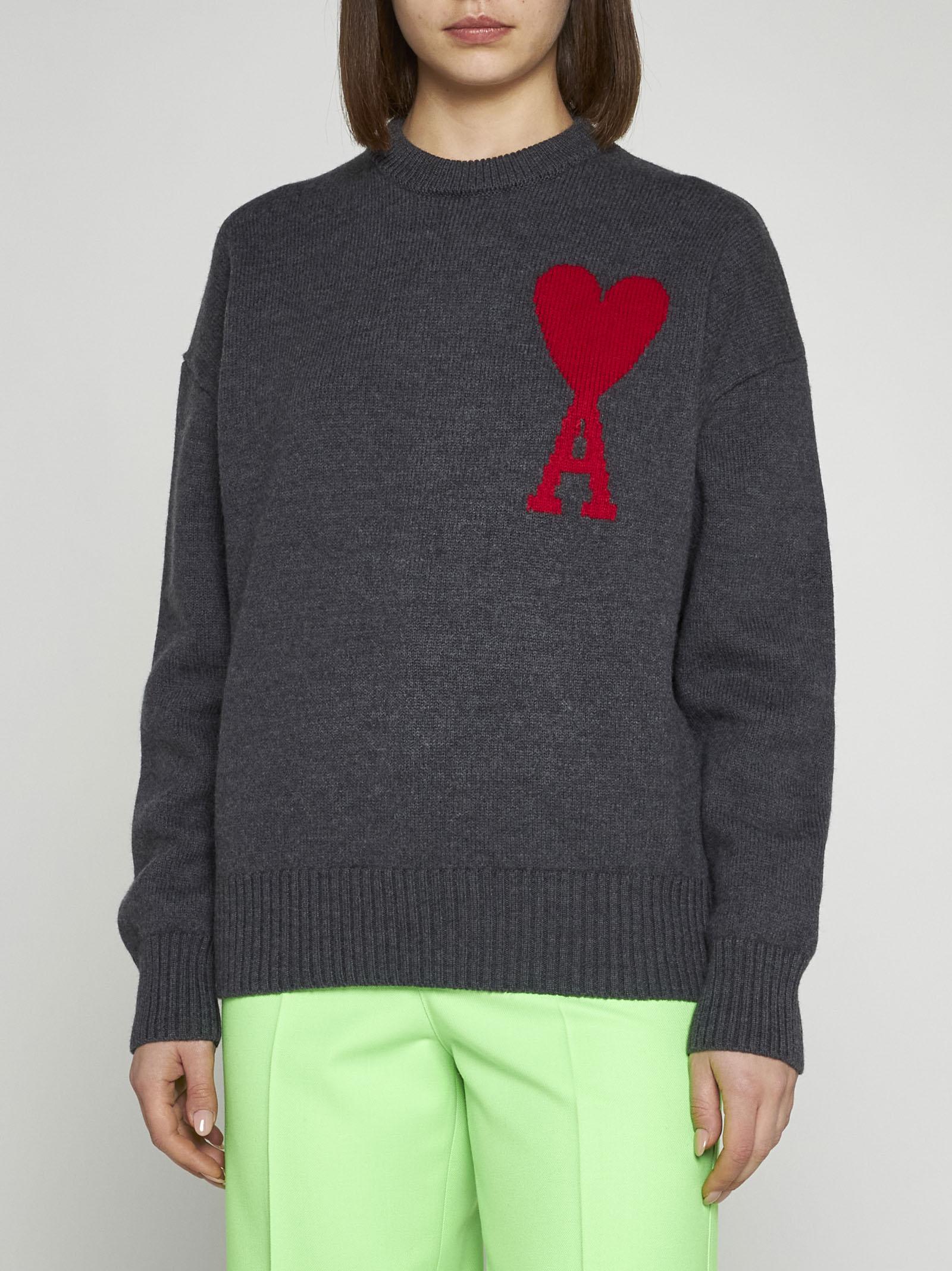 Shop Ami Alexandre Mattiussi Grey Virgin Wool Jumper