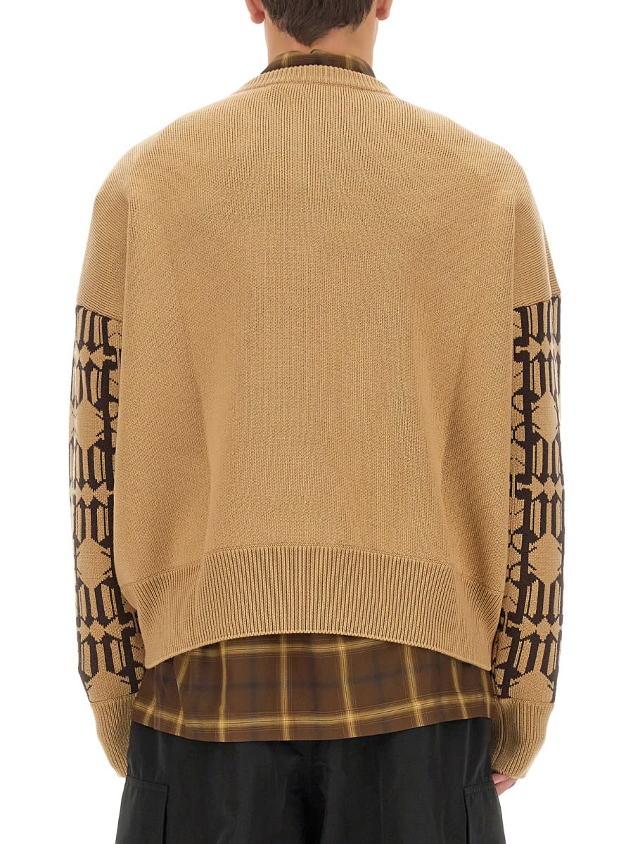 Shop Palm Angels Jacquard Sweater In Beige