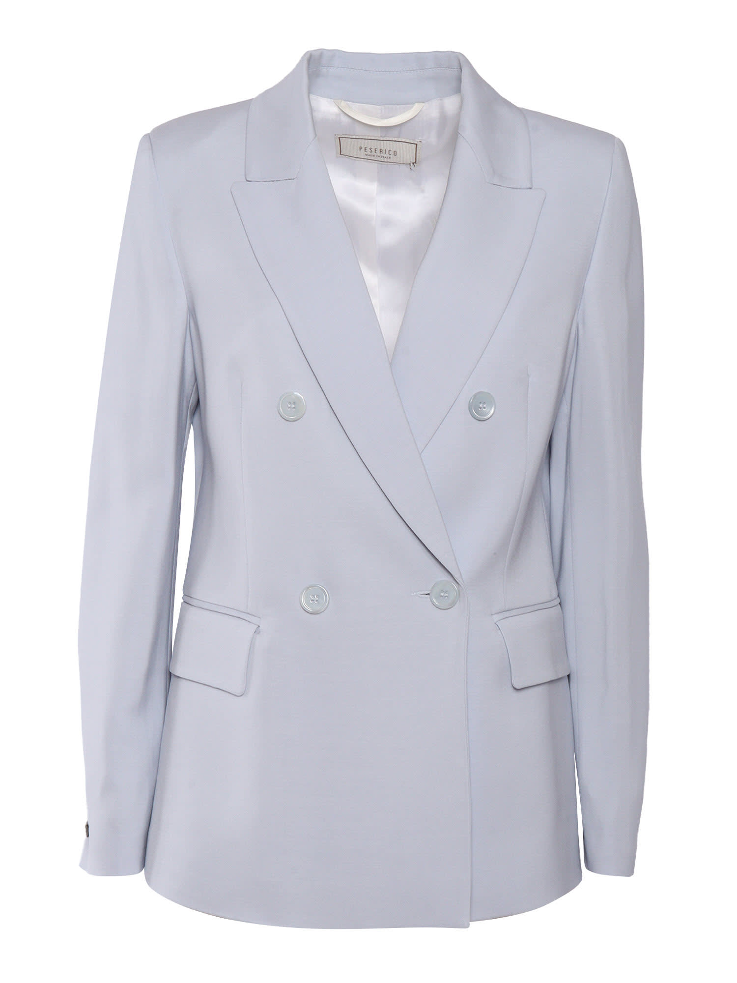 Peserico Double-breasted Tailored Jacket With Classic Lapel In Light Blue