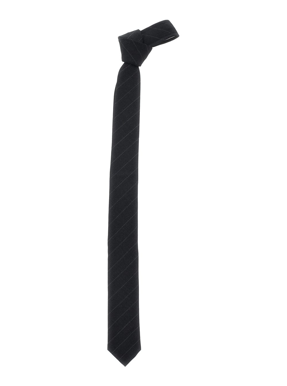 Shop Thom Browne Black Striped Tie In Wool Man In Grey