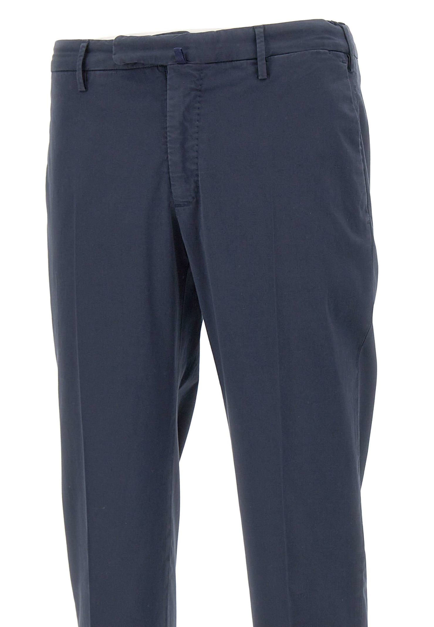 Shop Incotex Cotton Poplin Trousers In Blue