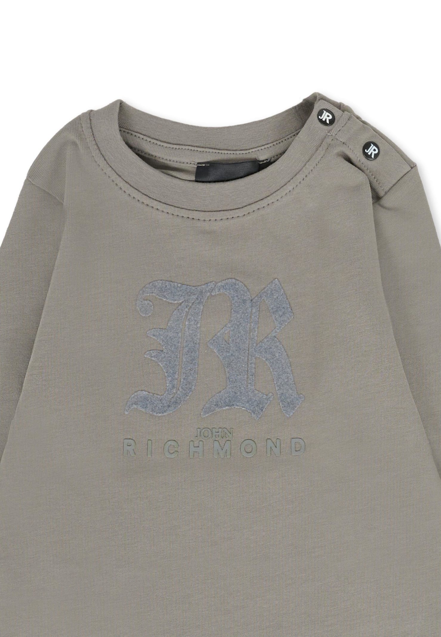 Richmond Grey T-shirt For Baby Boy With Velvet Logo In Gray