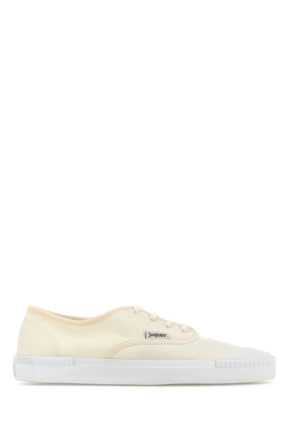 Shop Saint Laurent Ivory Canvas Wes Sneakers In Milk