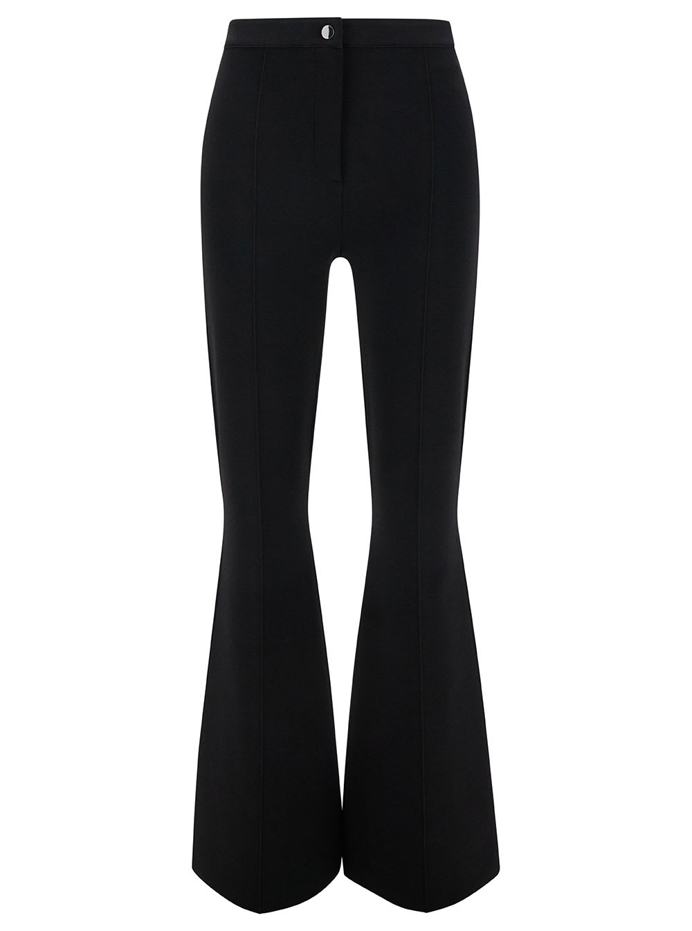 Shop Theory Black Flared Pants With Button Closure In Viscose Blend Woman