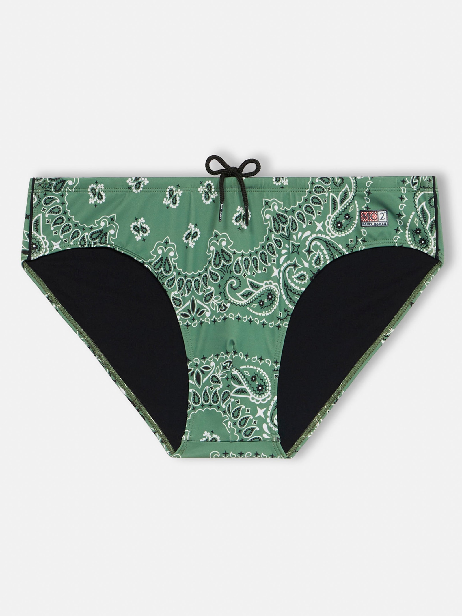 Shop Mc2 Saint Barth Man Bandanna Swim Briefs Cayo In Green