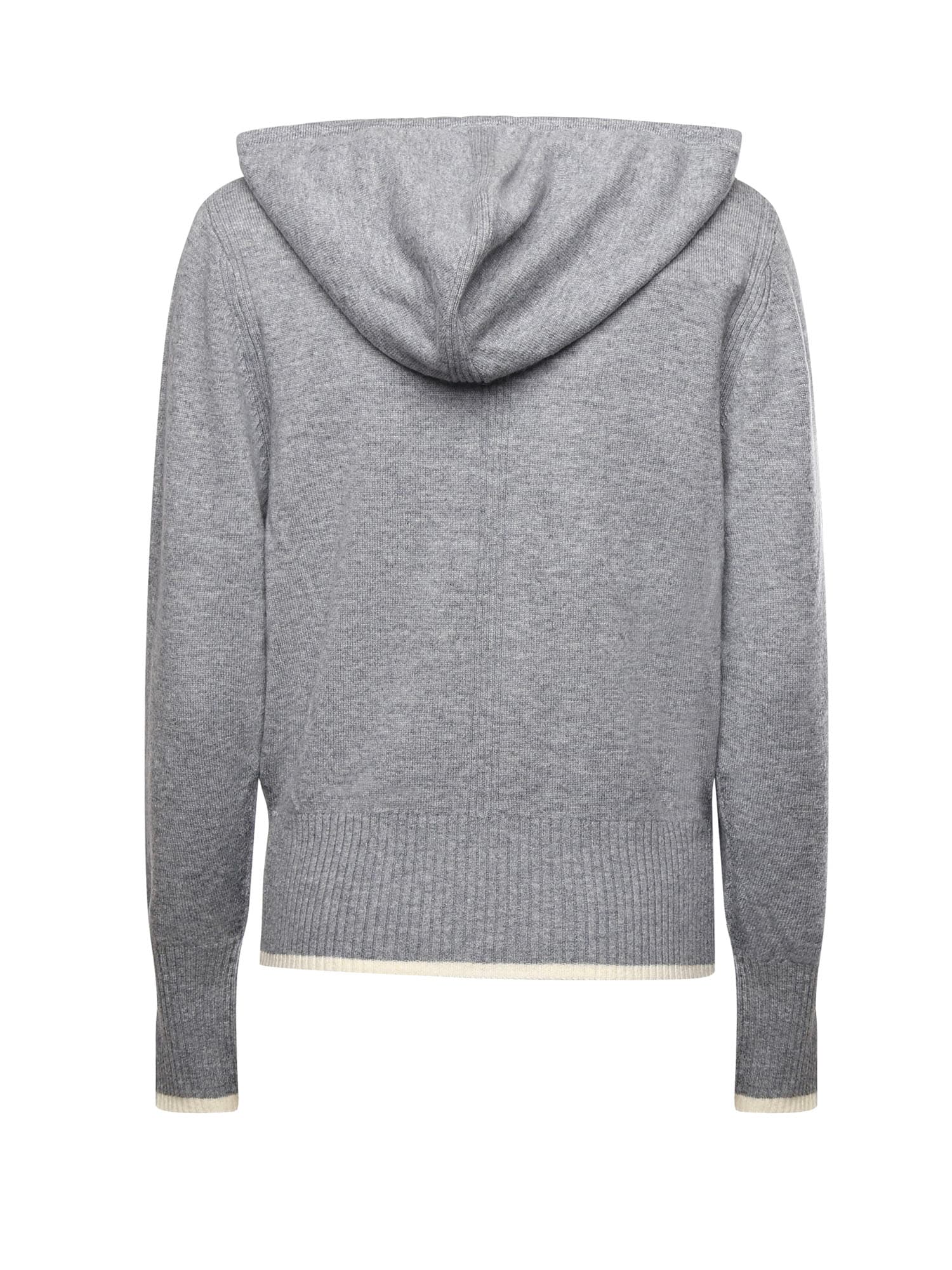 Pinko Cashmere-blend Sweater With Hood And Zip In Gray