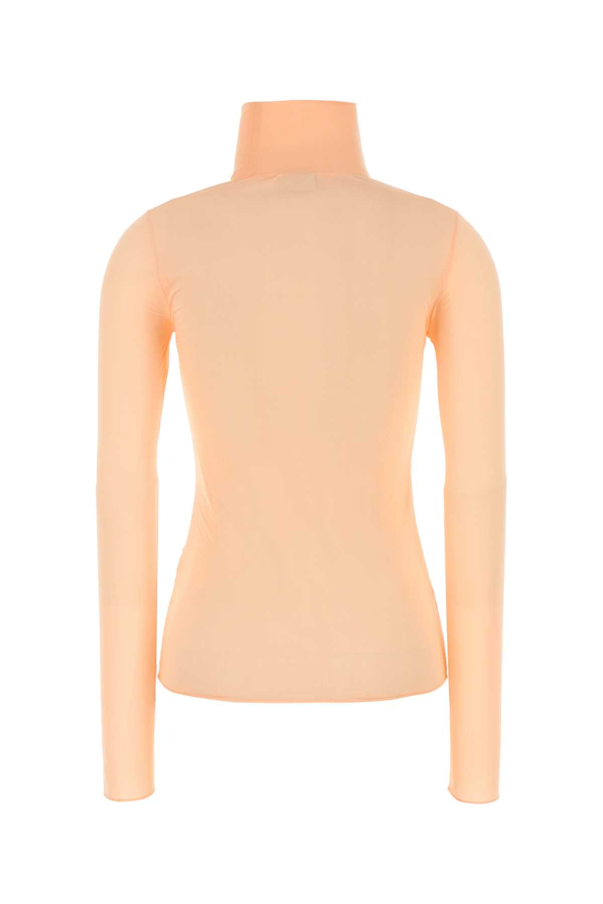 Dries Van Noten Stretch Nylon Turtleneck Top With Long Sleeves In Blush