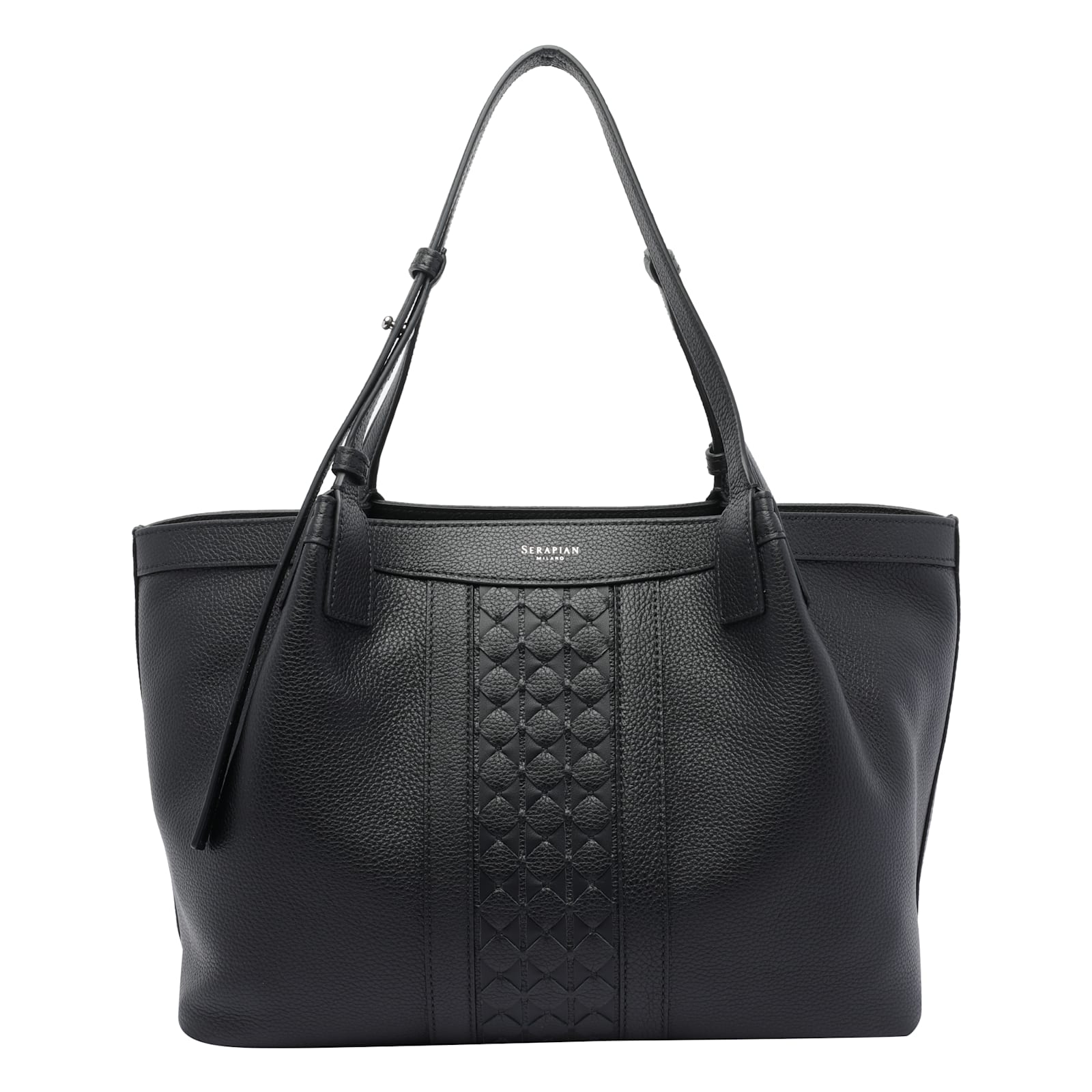 Serapian Secret Small Mosaic Leather Tote Bag In Black