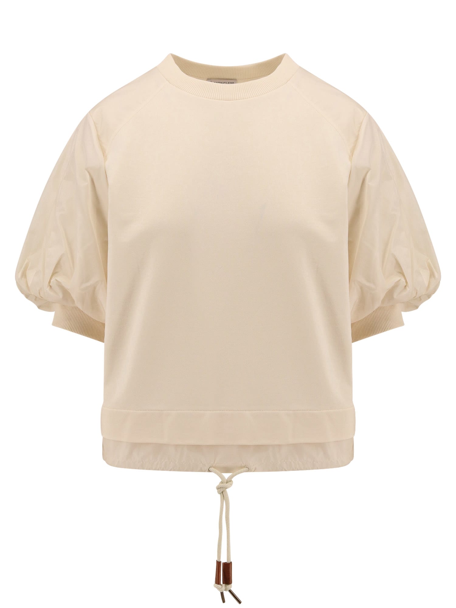 Moncler Cotton And Nylon T-shirt With Puffed Sleeves