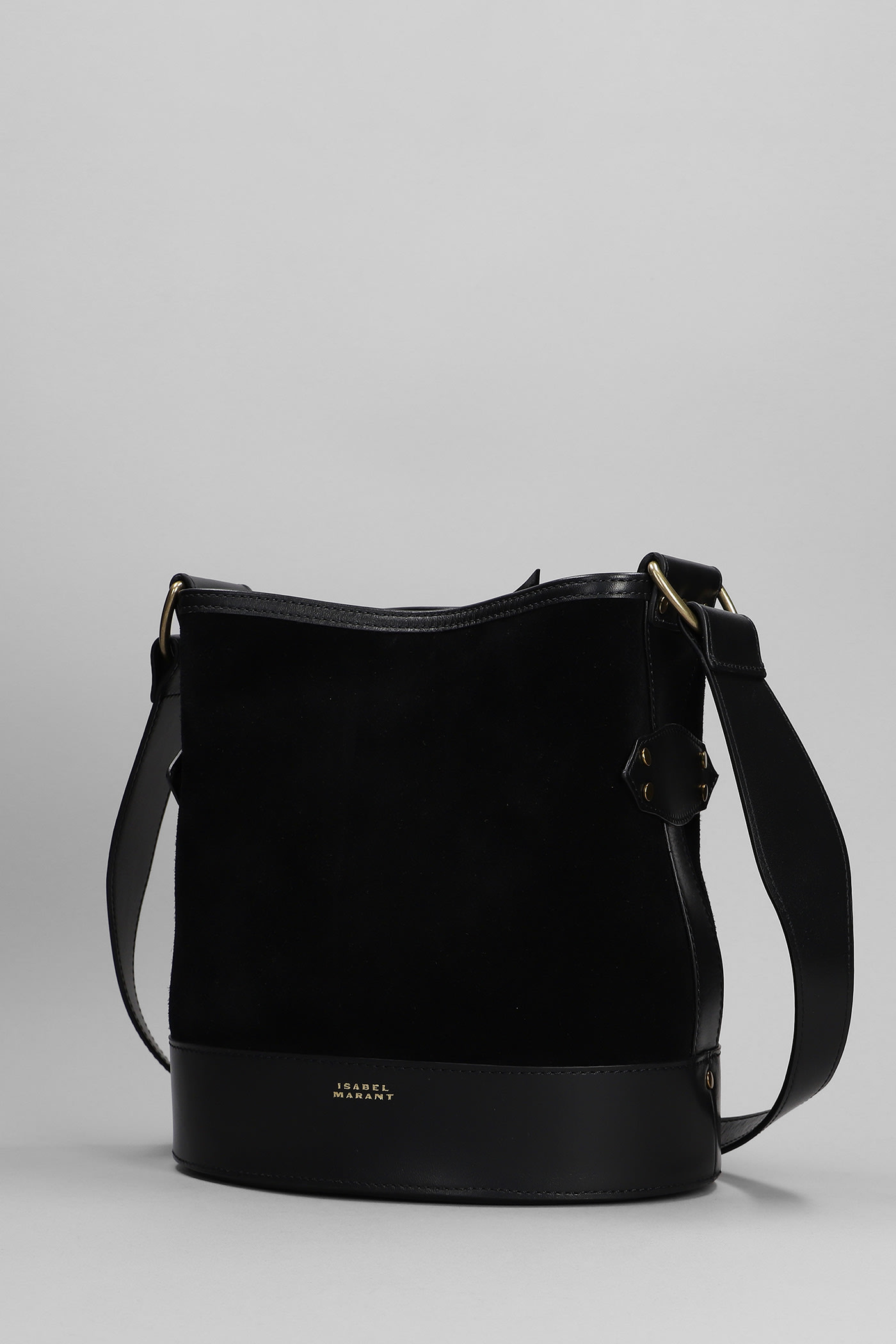 Shop Isabel Marant Samara Shoulder Bag In Black Suede