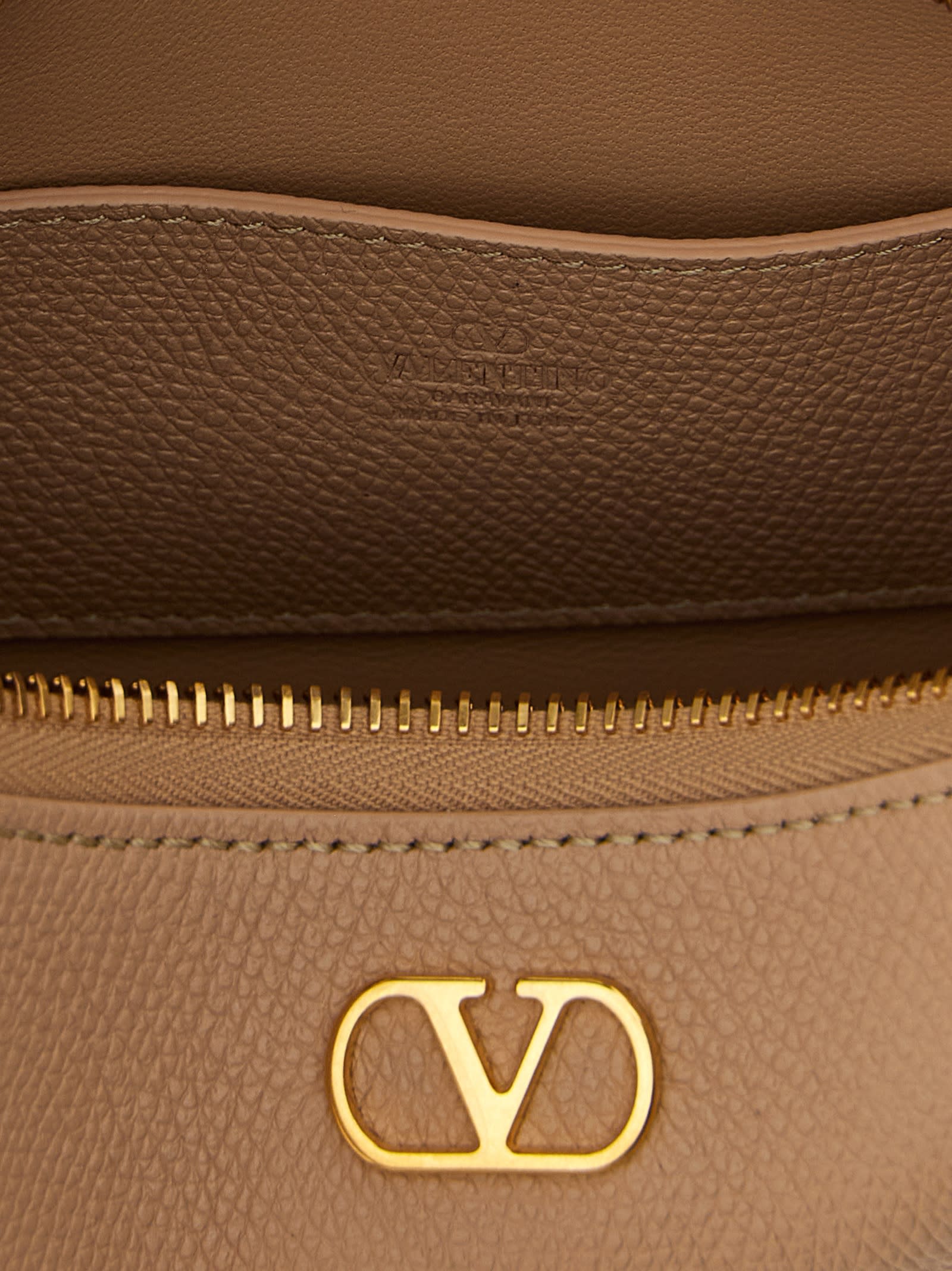 Valentino Le Mini Sac Crescent-shaped Zip-top Shoulder Bag In Neutral